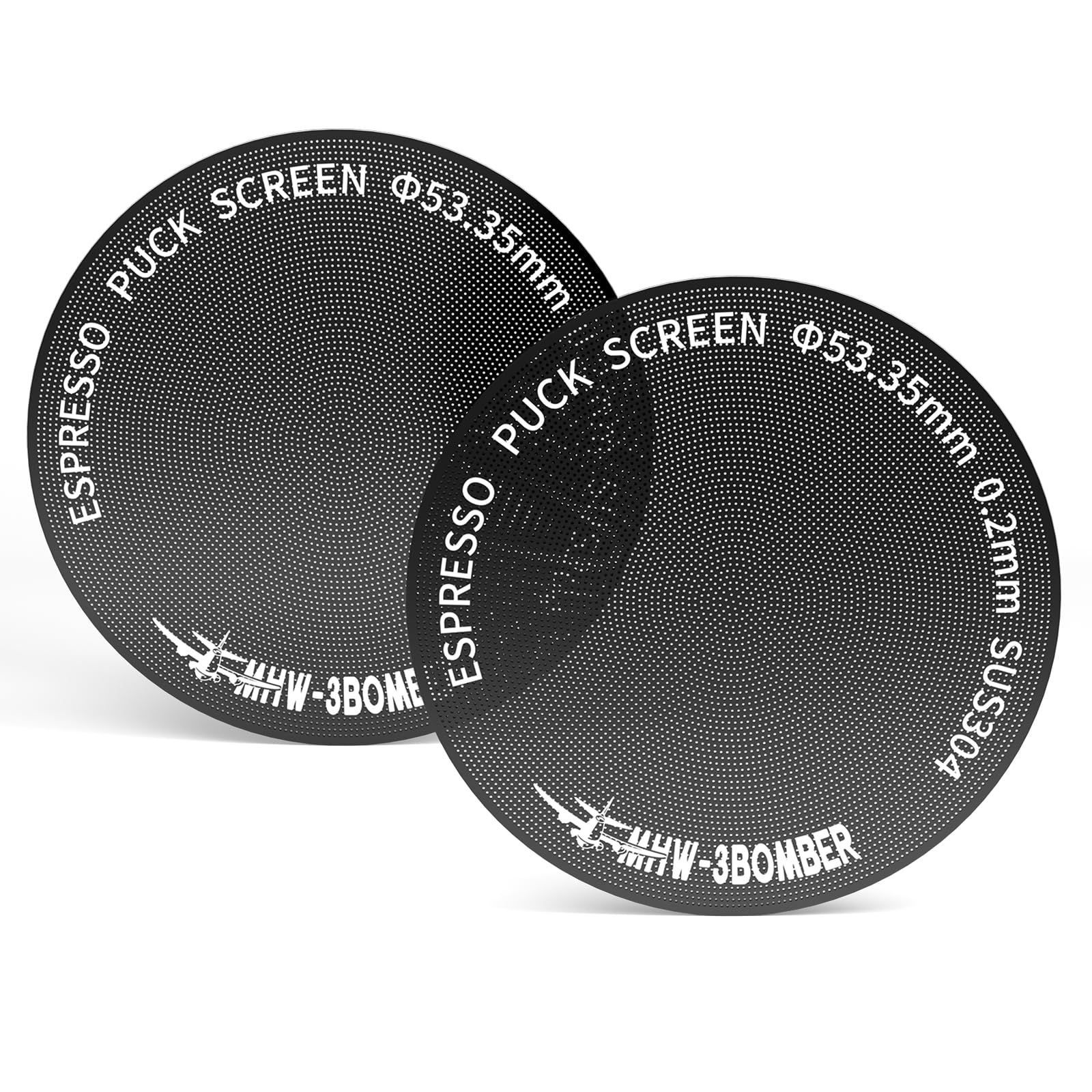 MHW-3BOMBER Puck Screen 53,35mm 2 Stück– 0,2mm Ultrafeines Titan-beschichtetes Espresso Sieb, Wiederverwendbarer Metallfilter für 54mm Siebträge, Espresso Zubehör für Baristas, Modell: FG7047B-OS
