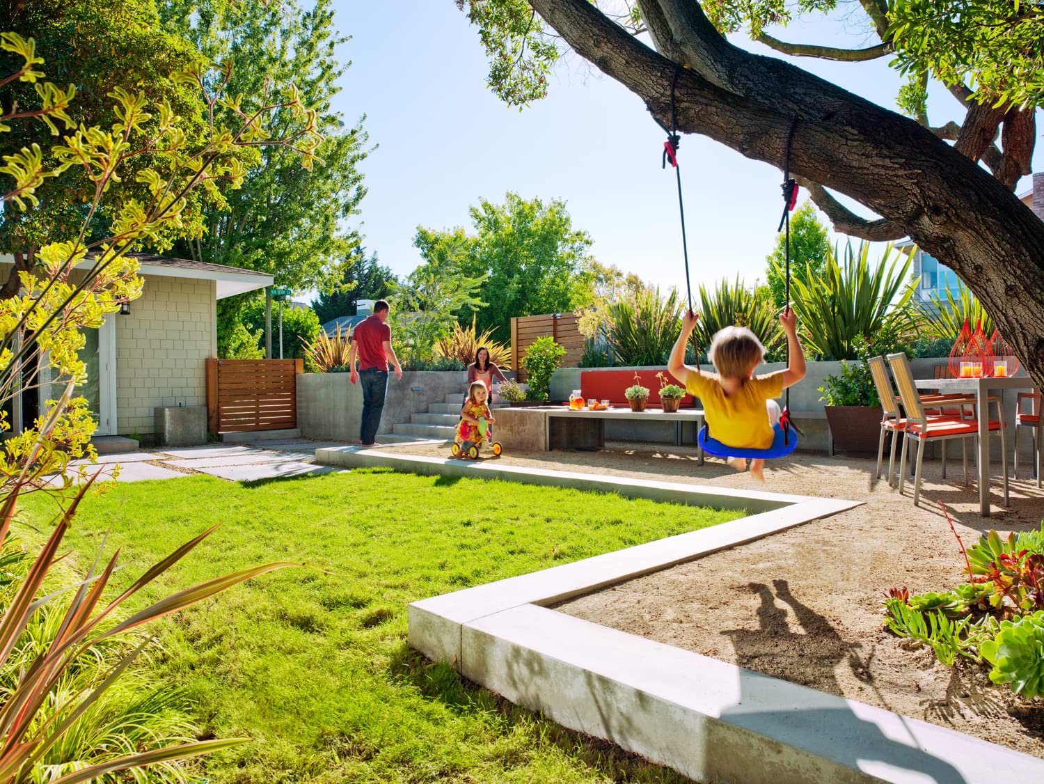 Taeku Asiento de Columpio, Plástico Jardín Árbol Patio Columpio Infantil Niños Bebe con Cuerda Regulables Exterior Interior (Azul)