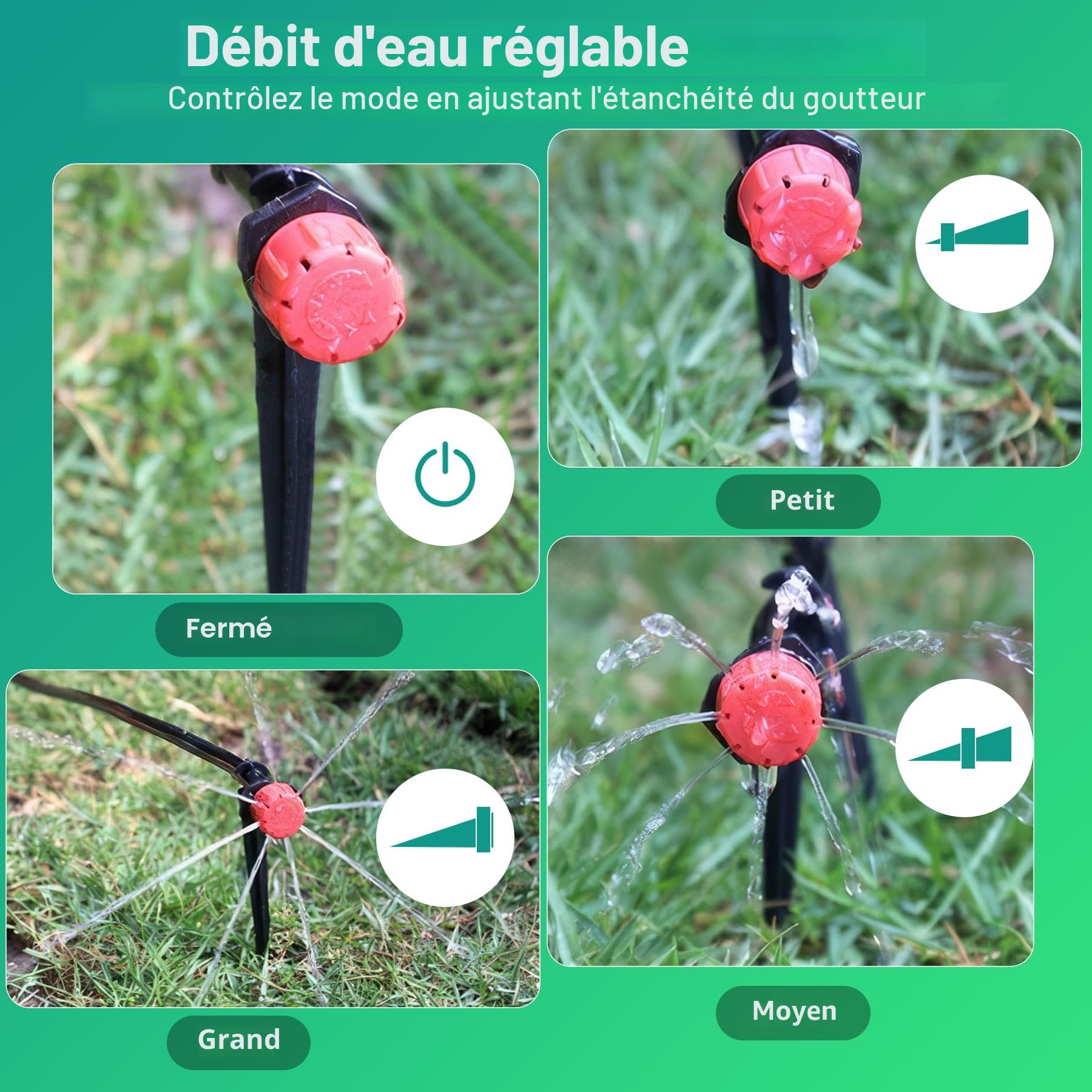 Kit d'irrigation automatique 315 pièces 60m + 15m tuyau avec buse réglable pulvérisateur d'eau goutte à goutte