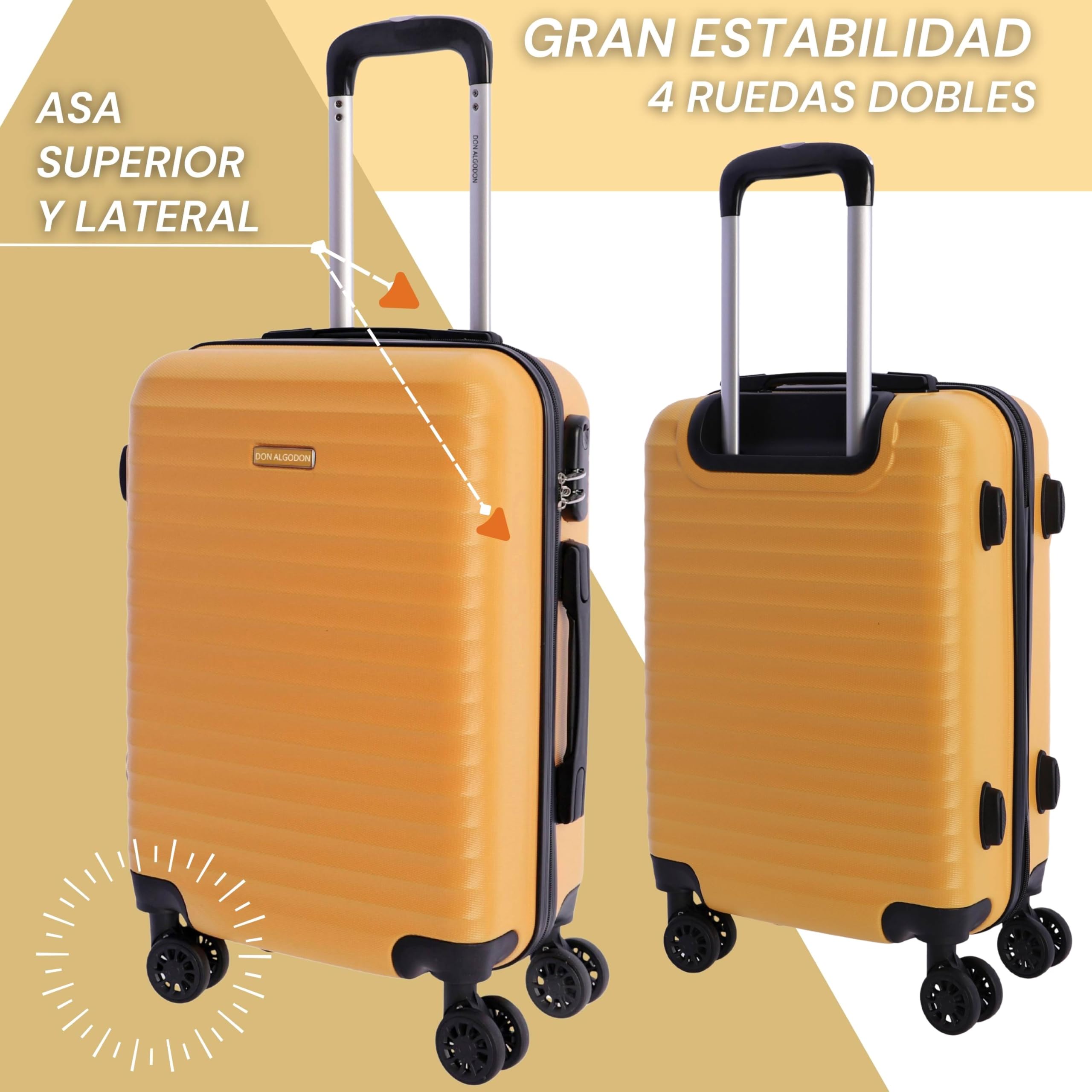 DON ALGODON - Maleta Cabina 55x40x20 - Maletas de Viaje Cabina Resistente Ryannair - Trolley Equipaje para Avion Resistente con 4 Ruedas de 360º y Candado Numérico, Iris
