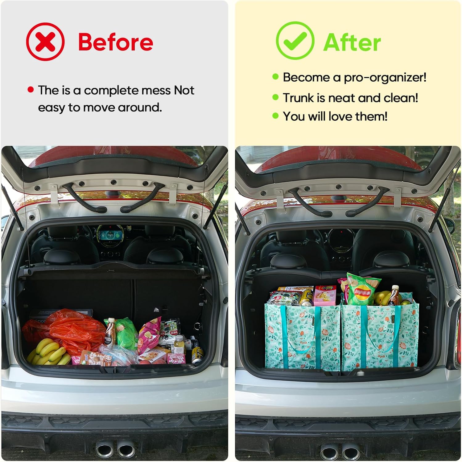 BALEINE 4 PK Grocery Bags Reusable Shopping Bags with Reinforced Bottom, Heavy Duty Foldable Tote Bags (Spring Stroll) - Image 4