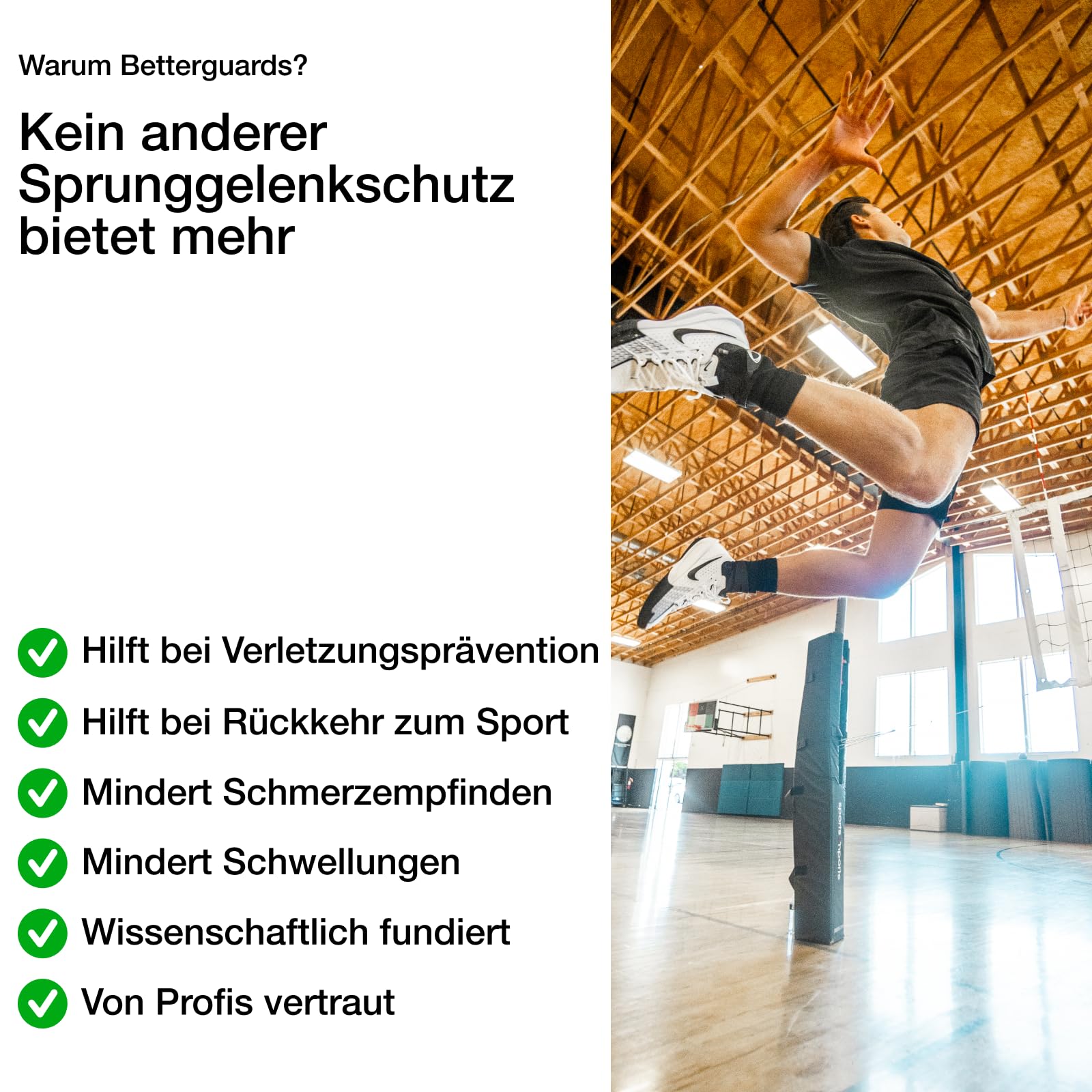BETTERGUARDS 3.0 Knöchelbandage – Ultraleichte, flexible Stütze gegen Umknicken & schnelle Erholung | Doppelsleeve für Damen & Herren | Perfekt für Sport, Training & Alltag (M, Schwarz Rechts)