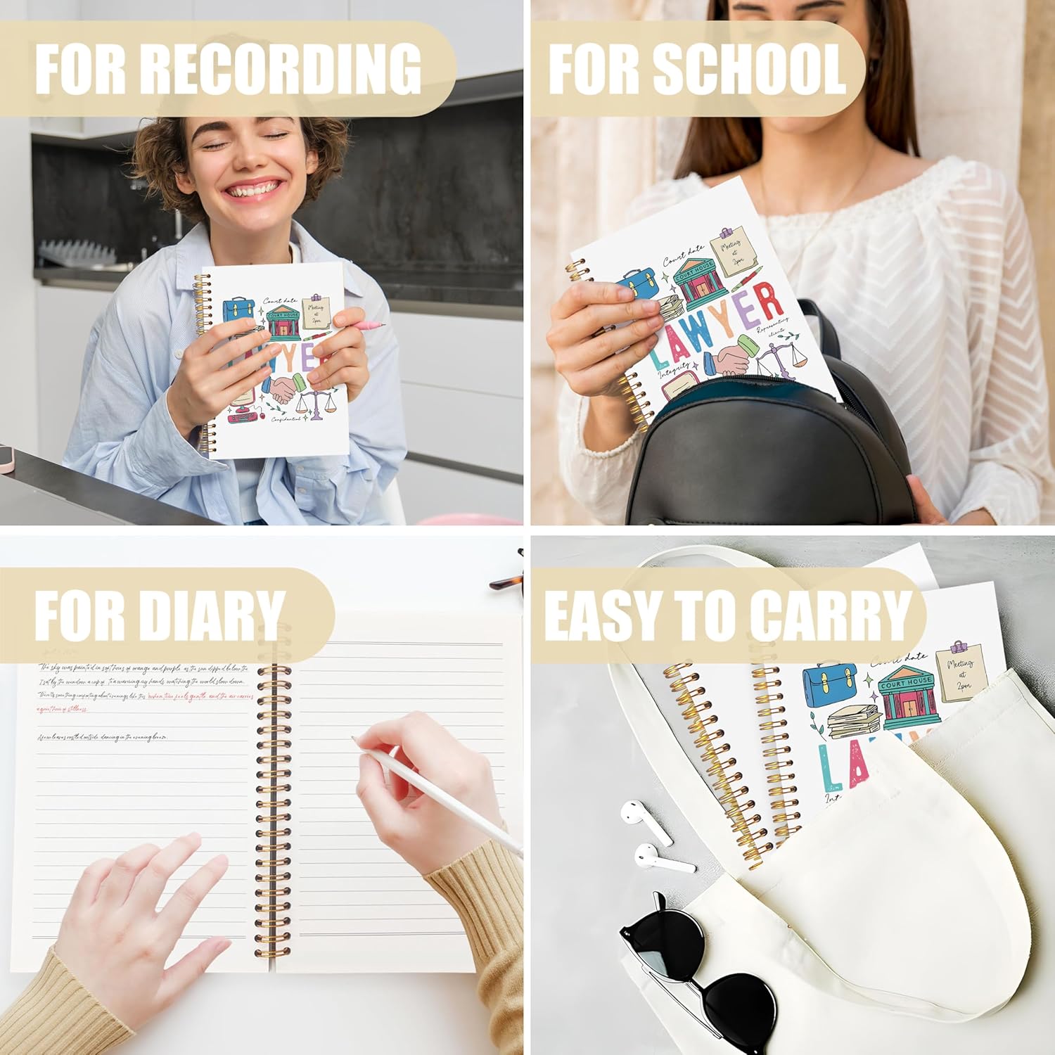 Lawyer Gifts Spiral Notebook, Attorney Gifts for Women Men Journal, Law School Essentials, Law School Office Supplies, Lawyer Attorney Notebook for Note Taking, 5.5x8.3 Inch - Image 7