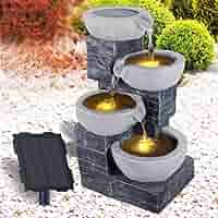 Fontana Da Giardino Solare Con LED - L&Ouml;WENHERZ Con Pompa E Batteria
