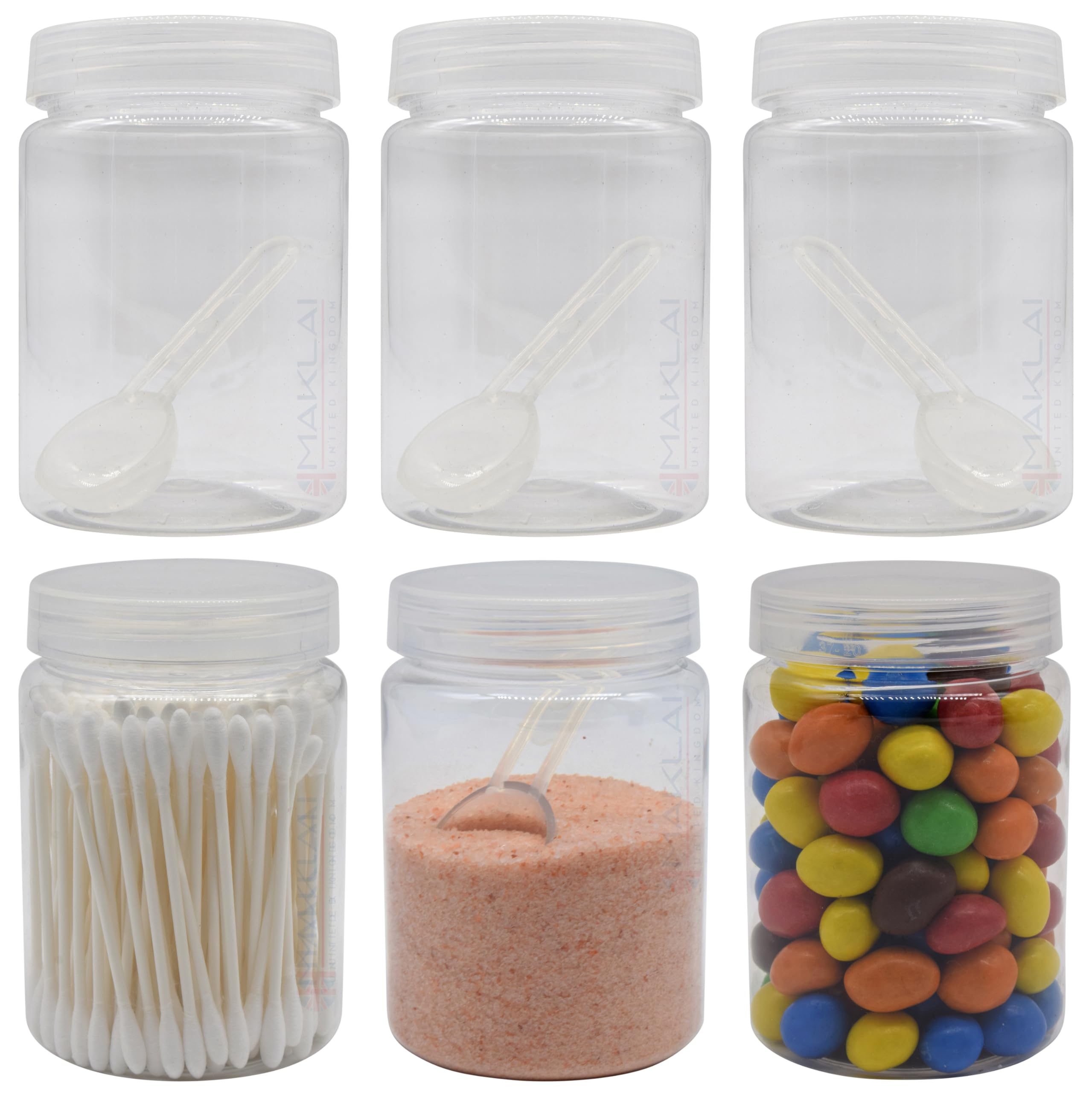 Mkr Lot De 6 Bocaux En Plastique Transparent Multi-Usages