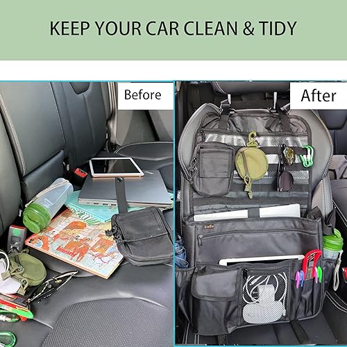 Miniatura 3 de Organizador de asiento delantero de automóvil para aplicación de la ley, almacenamiento portátil para asiento de pasajero con soporte para laptop y