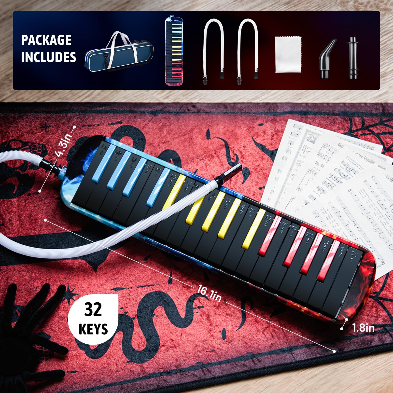 CAHAYA Melodica Instrument 32 Tasti: Doppio Tubi Bocchino Air Piano Tastiera Strumento Musicale con Borsa per il Trasporto 32 Tasti CY0347