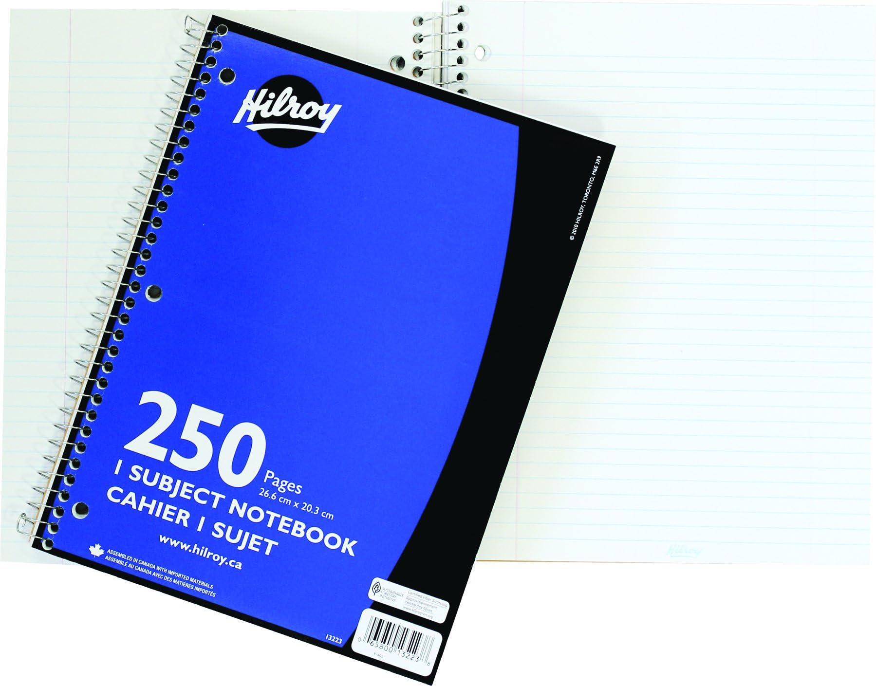 Hilroy Coil 1subject Notebook, Wide Ruled, 10.5 X 8 Inches, 3 Hole