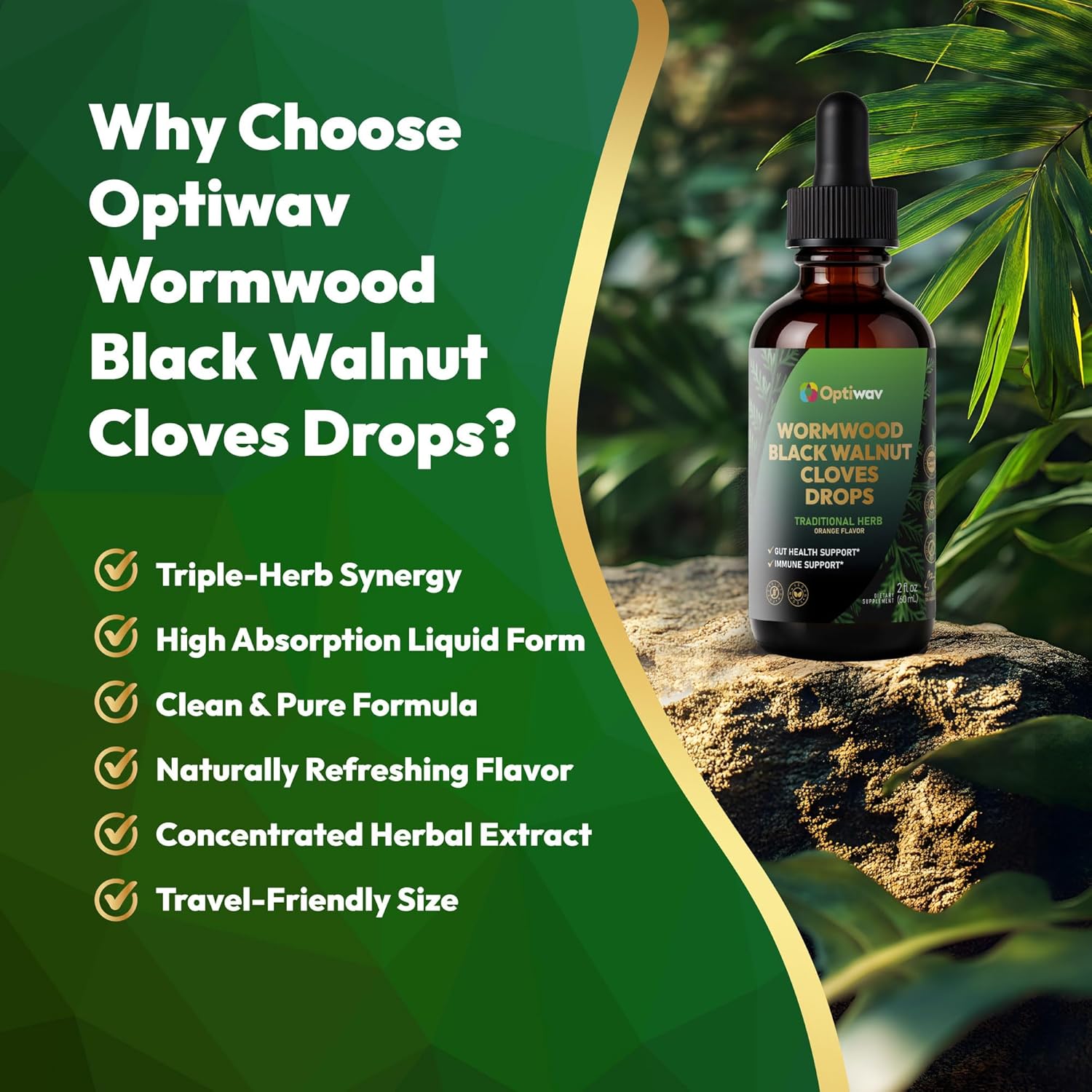 Wormwood Black Walnut Cloves Liquid Drops - Sweet Wormwood Herbal Supplement for Natural Detox Cleanse Gut Health & Immune Support - Alcohol Free Sugar Free Gluten Free Orange Flavor 2 fl oz - Image 5