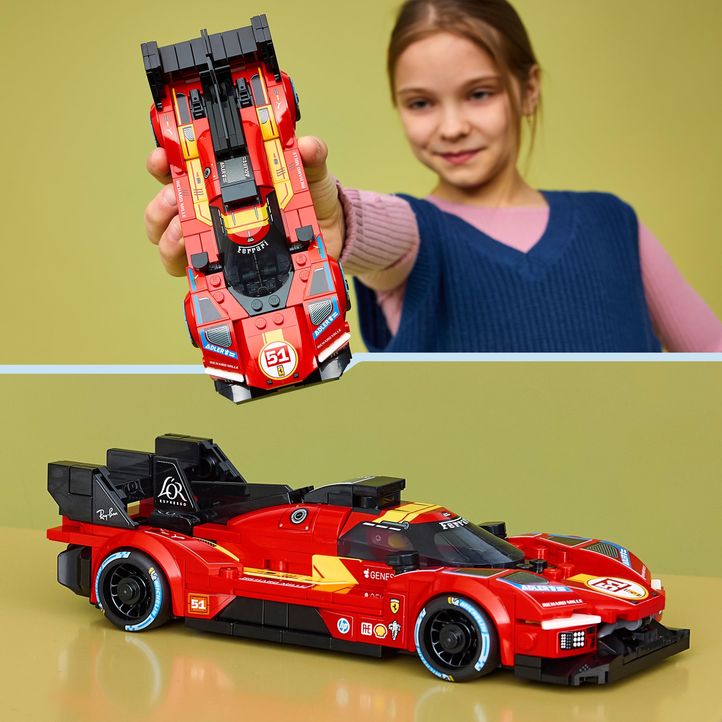 LEGO Speed Champions Ferrari 499P Macchina Giocattolo - Modello STEM di Auto da Corsa con Minifigure da Collezione - Gadget Sportivo Regalo per Bambini da 9 Anni in su e per Fan dei Motorsport - 77261