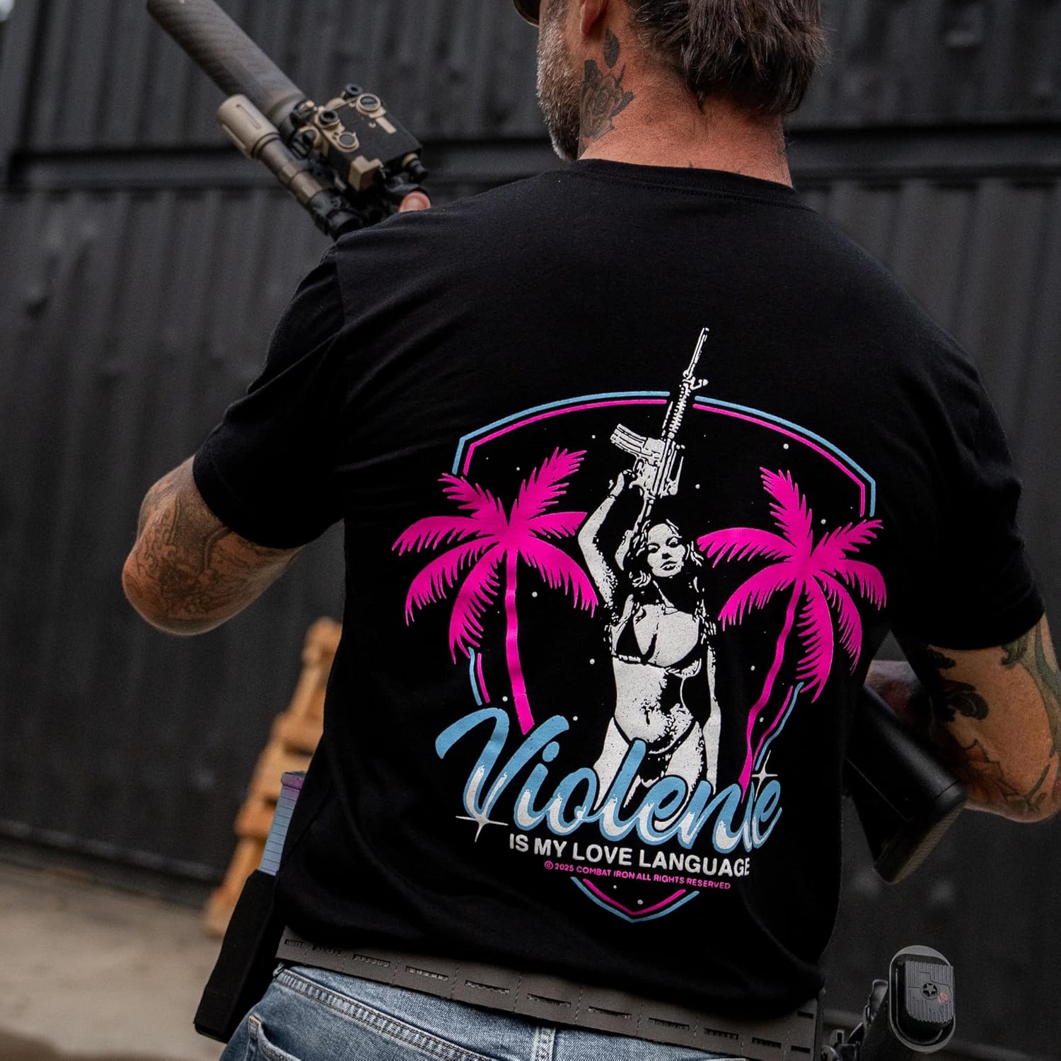 Combat Iron Men's Graphic T-Shirt | Violence is My Love Language | Athletic Fit, Tagless Comfort