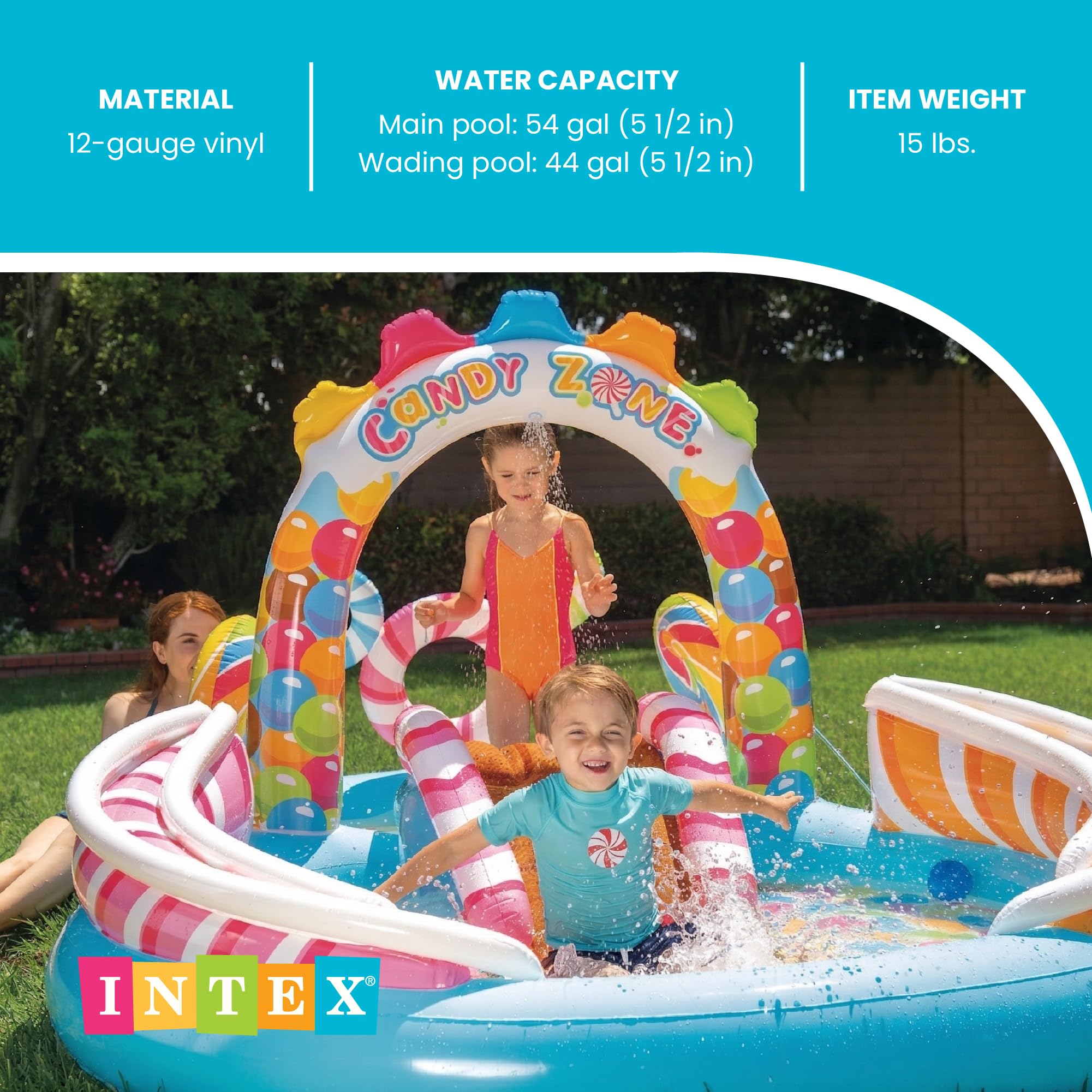 Intex Candy Zone Inflatable Play Center, 116" X 75" X 51", for Ages 2+