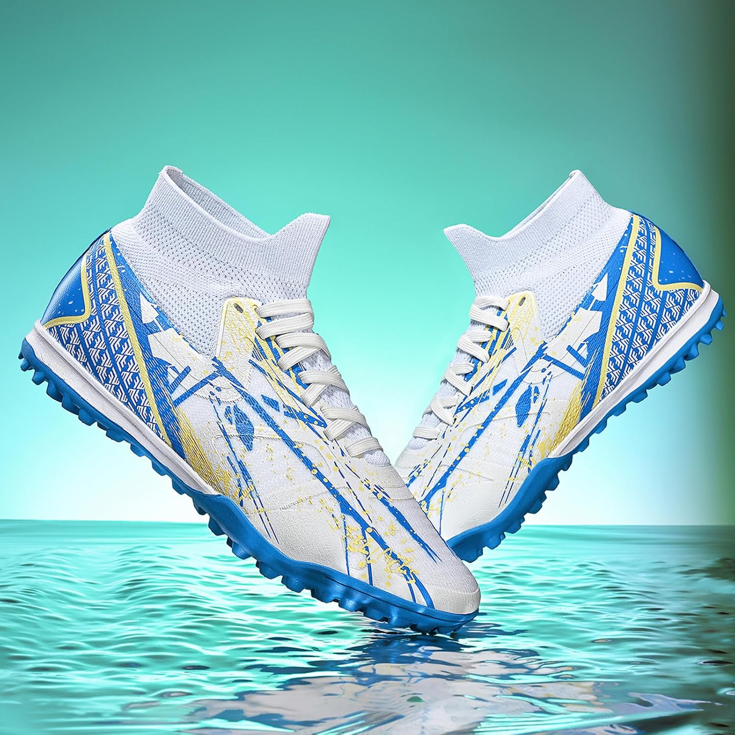 SAIBI Unisex High-Top Soccer Cleats TF Turf, Breathable Non-Slip Football Training Shoes for Adults, Professional Athletic Sneakers for Men & Women