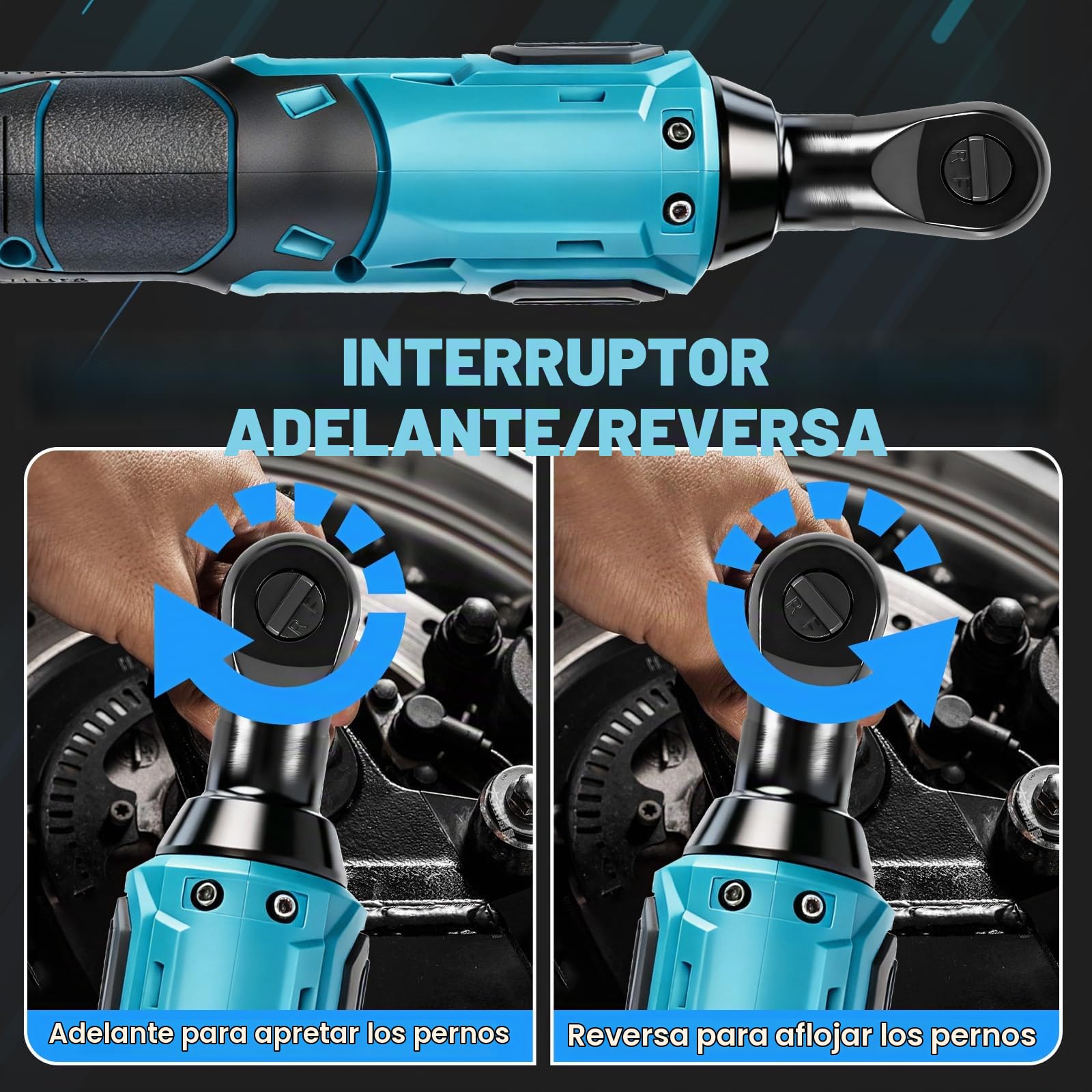 Llave de carraca 3/8" a batería para Makita 18V (sin batería) | 80 Nm, Carraca Eléctrica sin Escobillas, Adaptador 1/4", Barra de Extensión y 7 Llaves