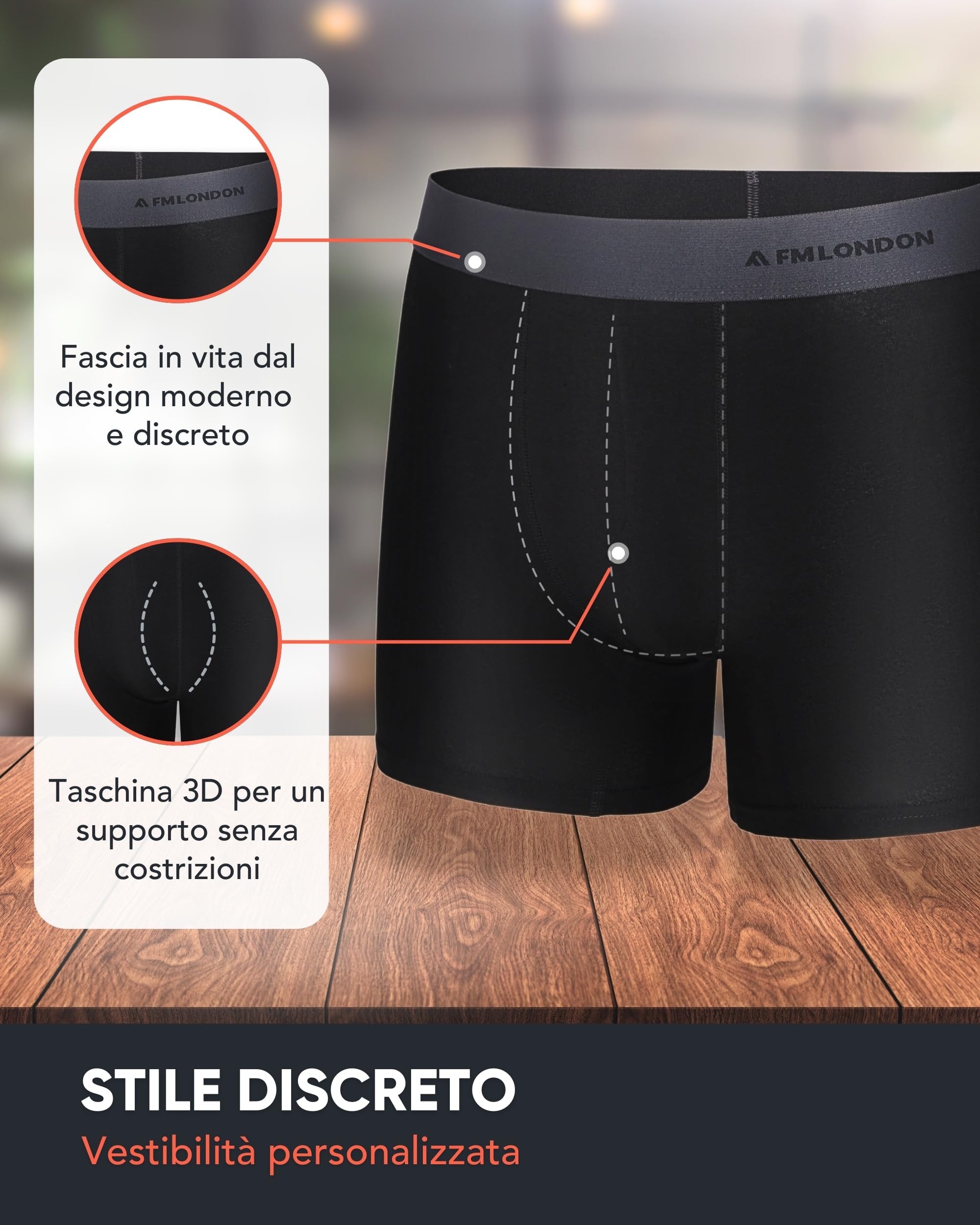 FM London Confezione da 7 Boxer Uomo, Senza Etichette - Mutande Uomo Ricche in Cotone - Boxer da Uomo Traspiranti, Morbidi ed Elastici
