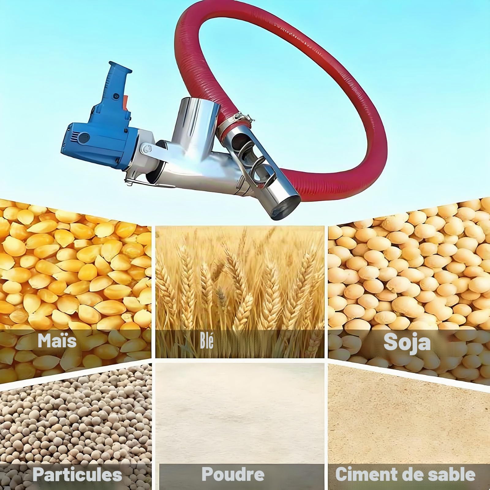 Aspirateur de Grains - Petit convoyeur à vis Domestique pour granulés, Poudre, Ciment et Sable - Système d'alimentation Efficace pour la Ferme et la Maison, idéal pour Le Transport 2ｍ