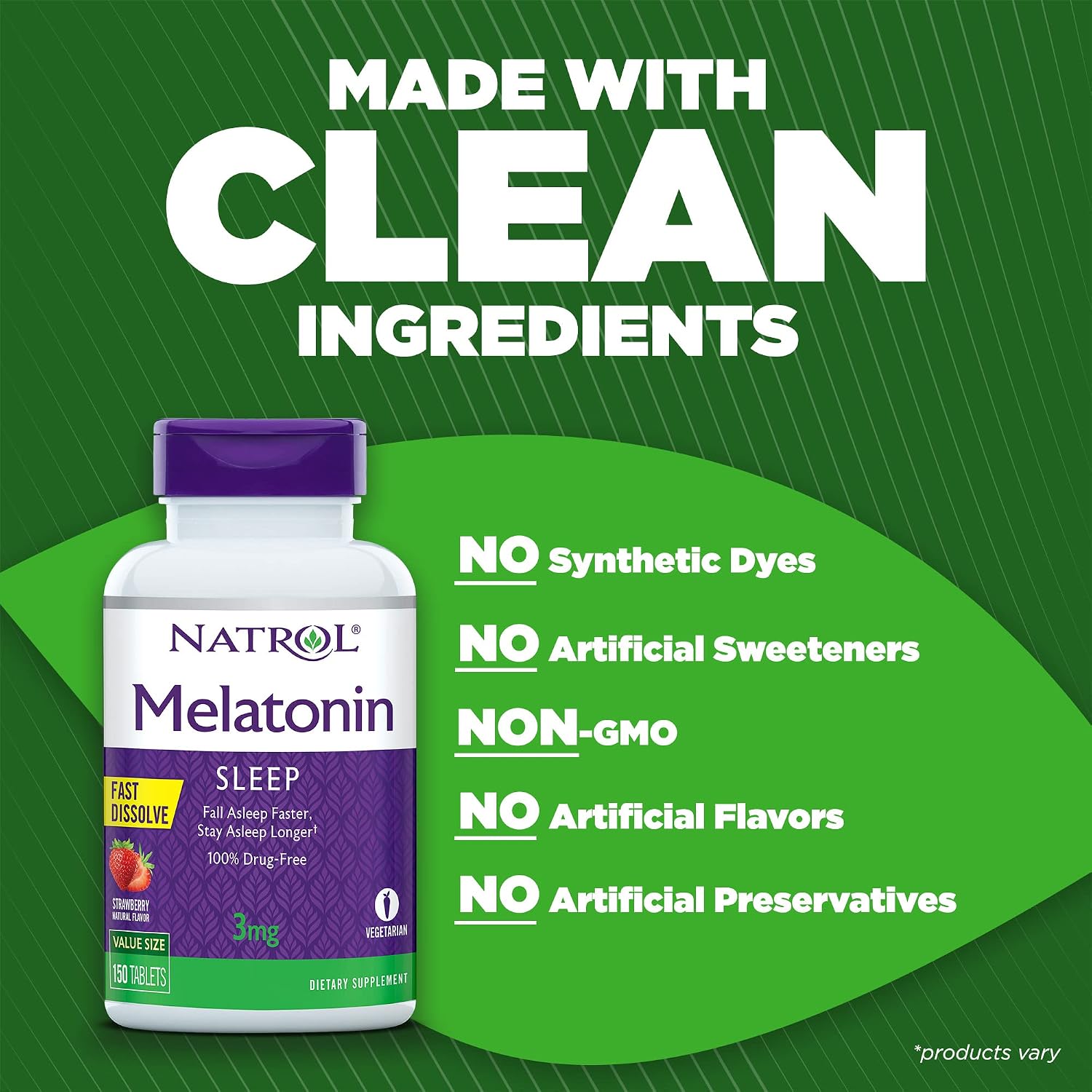 Natrol Melatonin Fast Dissolve Tablets, Helps You Fall Asleep Faster, Stay Asleep Longer, Easy to Take, Dissolves in Mouth, Strengthen Immune System