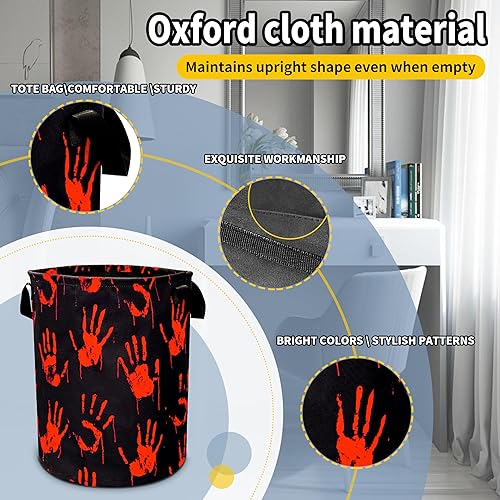 Miniatura 3 de Cesta de lavandería con estampado a mano, diseño de gota de sangre, plegable, de tela Oxford, divertida cesta de lavandería, organizador de cubo