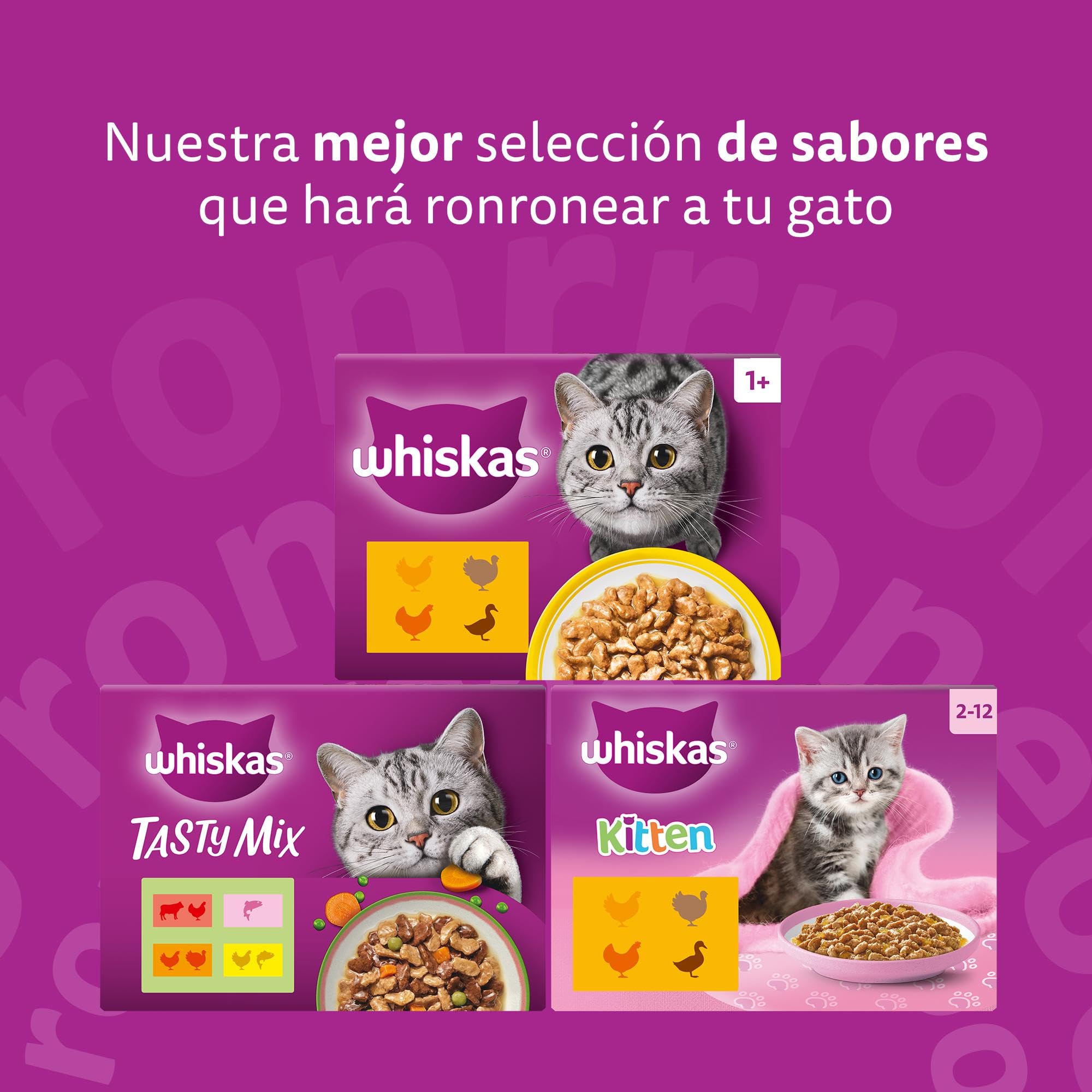 WHISKAS Duo Comida húmeda en Salsa Gatos Adultos Comb. Clásicas - 4 x 12 bolsitas x 85g