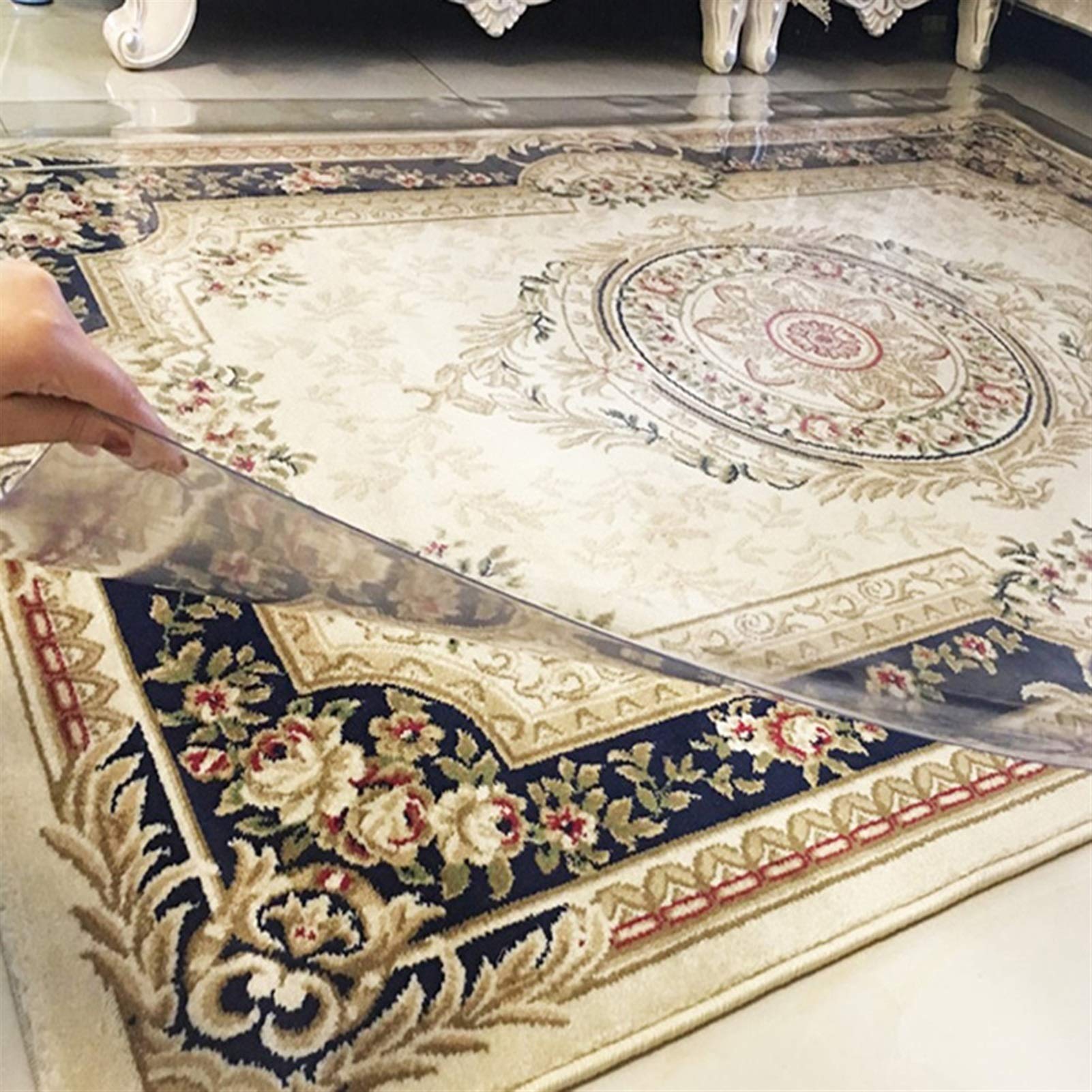 Area Rugs Tapis de Sol Transparent HD antidérapant, Tapis Anti-éclaboussures imperméable pour sous la Chaise Haute/Arts/Artisanat, Tapis de sécurité Portable pour bébé Rampant, Transparent (80 × 150