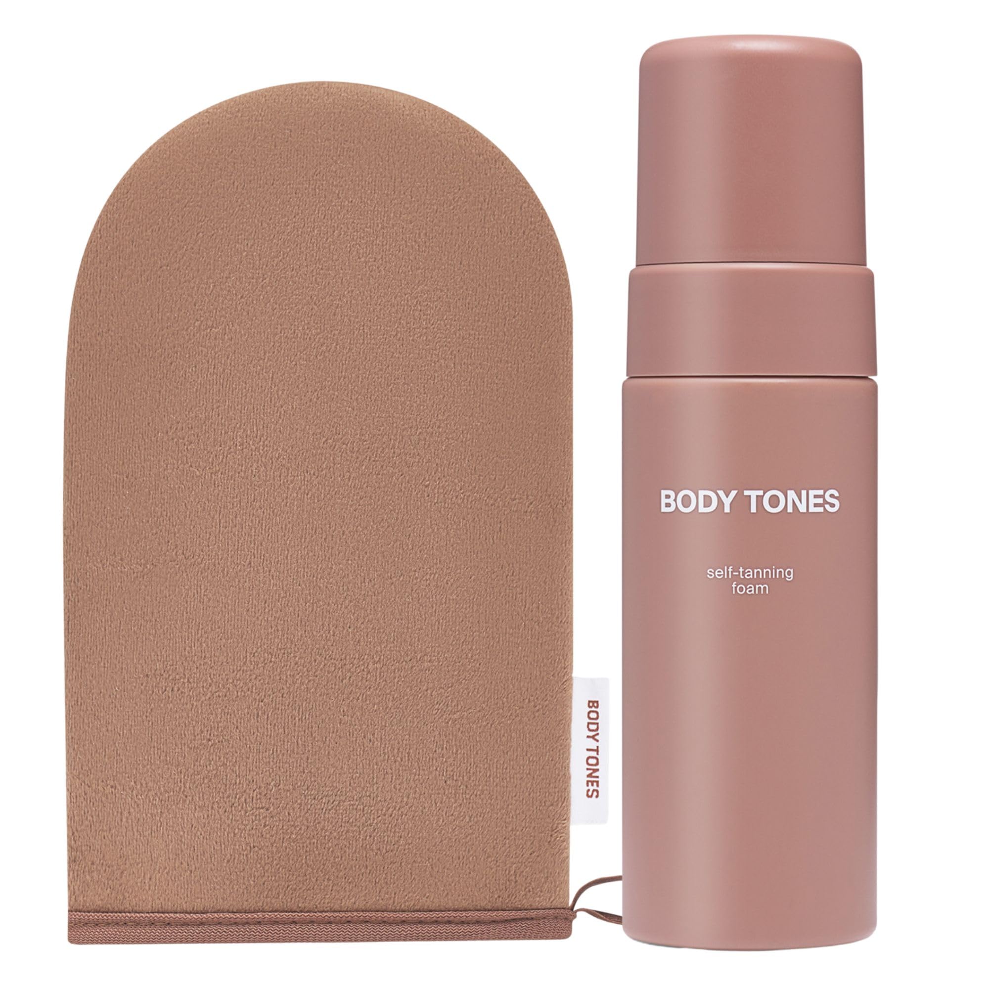 BODY TONES Schiuma Autoabbronzante Set 155 ml con Guanto – Autoabbronzante Corpo, Self Tan Naturale, Mousse Idratante