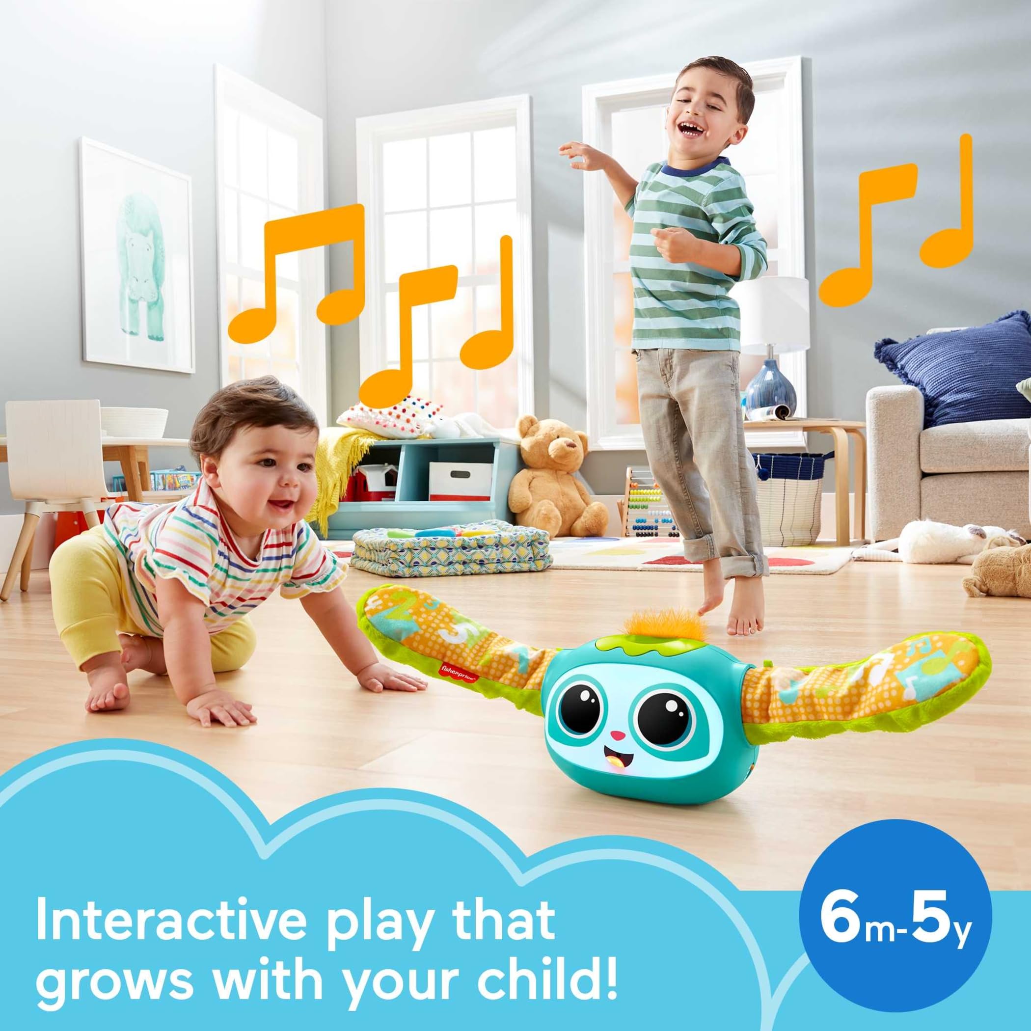 Fisher-Price Rollin' Rovee, Giocattolo interattivo con Musica, luci e contenuti didattici per Bambini dai 6 Mesi ai 5 Anni