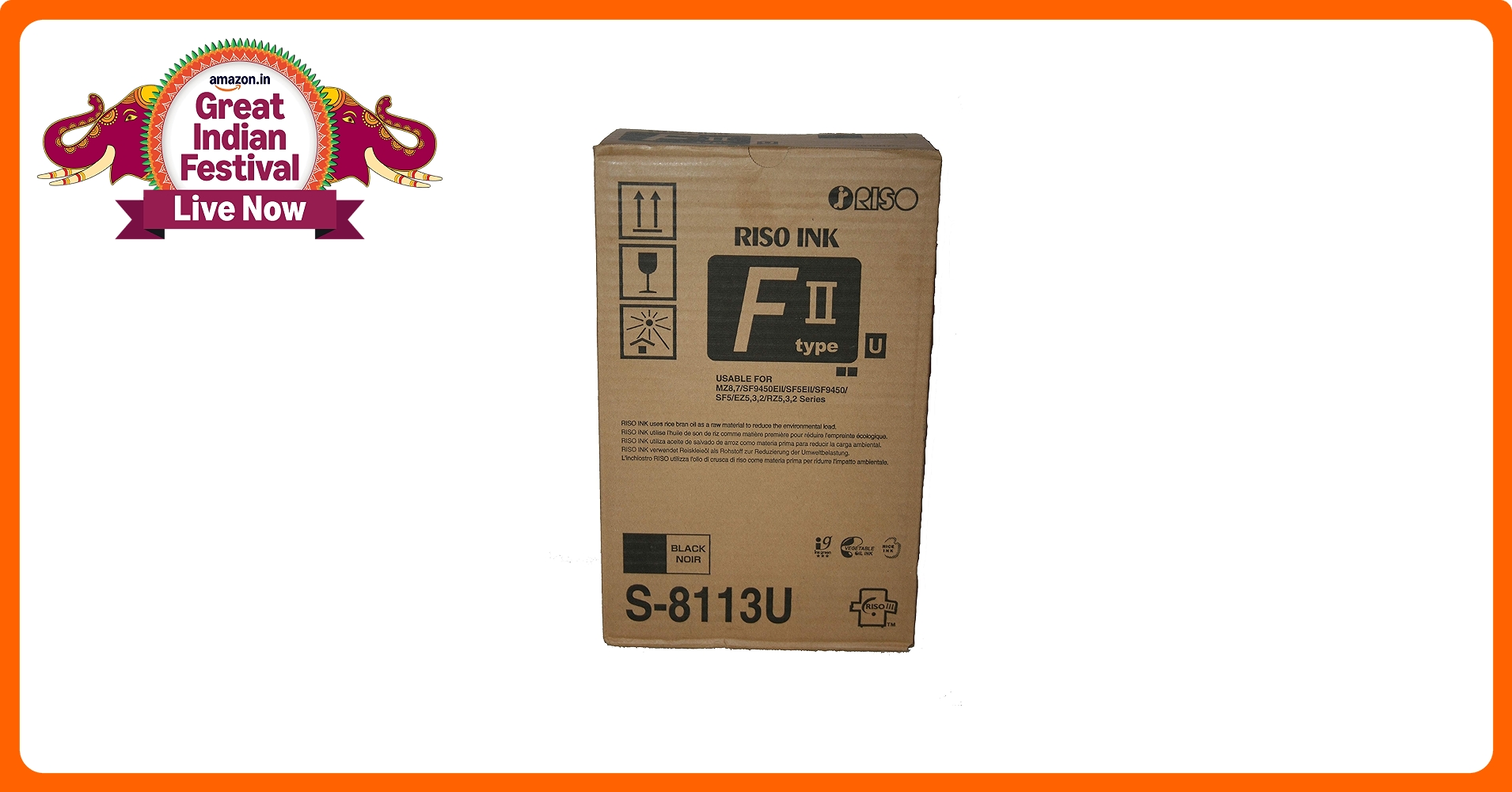 Riso S-8113 Black F II Type Duplicator Ink Box of 2