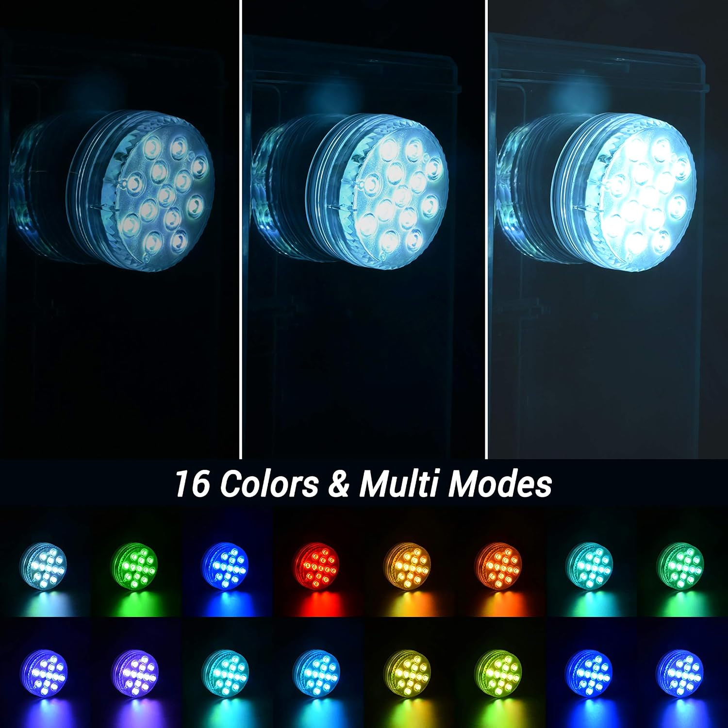 LOFTEK Submersible LED Lights with Remote (RF), 13 LED Waterproof Underwater Led Lights Extra Bright, Battery Operated Decoration Light (No Silicone Suction Cups)