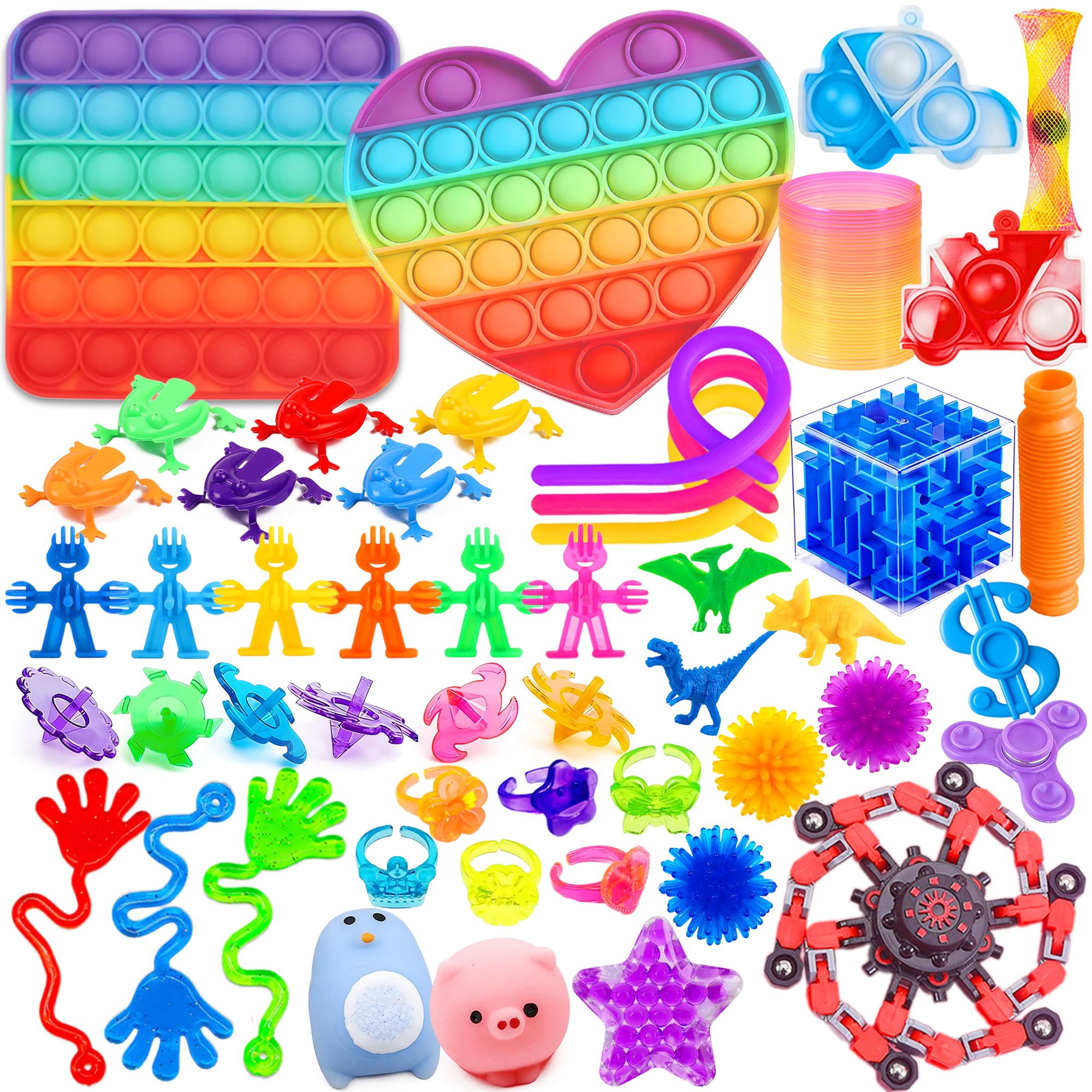 Chennyfun 50 Pcs Fidget Toys Set, Sensory Anxiety Relief Stress Toys for Autism, Splicing for All Ages to Improve Focus and Sensory, Fidget Pack for Party Favors Birthday Gifts for Kids
