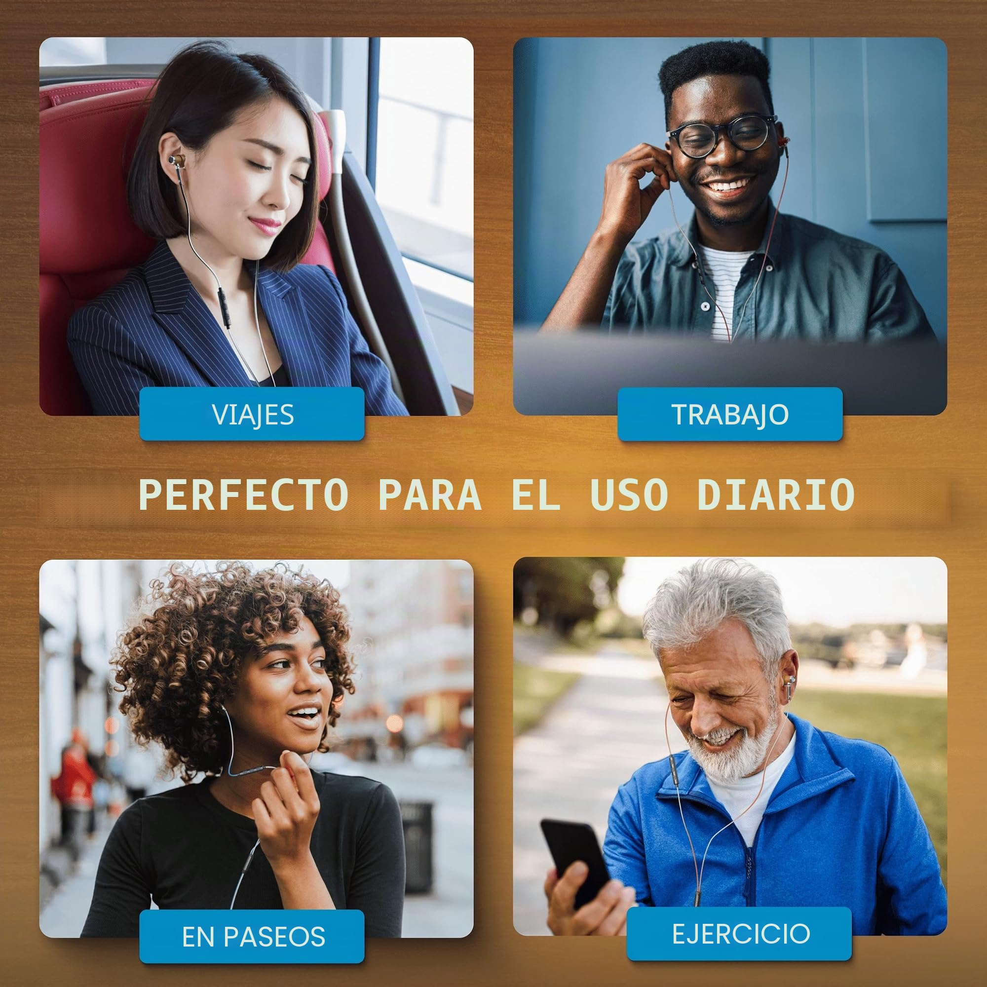 Symphonized® Auriculares con Cable y Microfono, Bajos 8mm con Madera de Bubinga Sonido 3D, Auriculares Cancelacion Ruido Activa Premium, Cable Jack 3.5 mm, Control Volumen Movil, Pc y Tablet. NRG