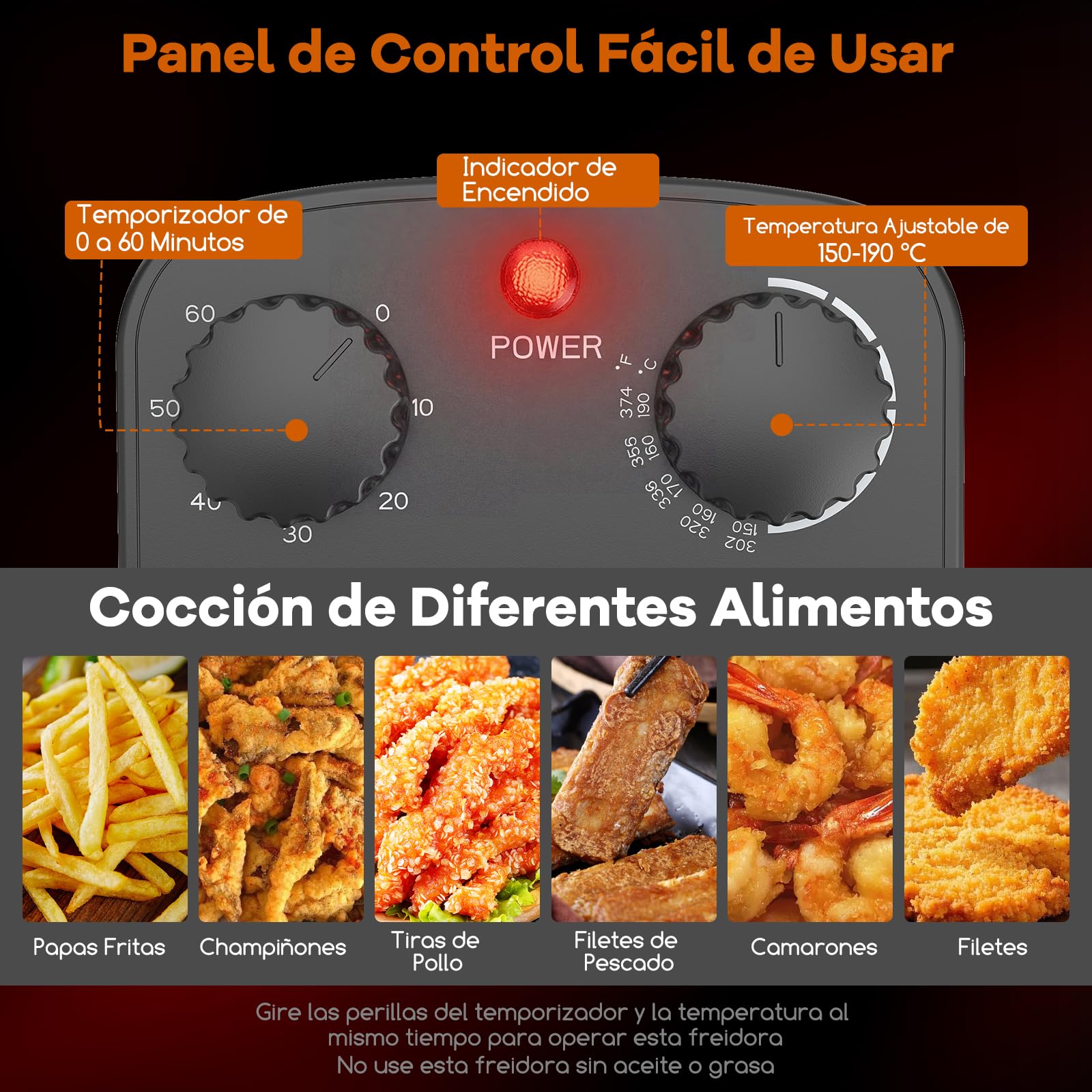 COSTWAY Freidora Aceite 5L, 1700W, Freidora Eléctrica, Tapa con Ventana de Visualización, Temperatura Ajustables hasta 190 °C, Cesta de Acero Inoxidable y Tapa con Filtro Anti-Olores, Teporizador