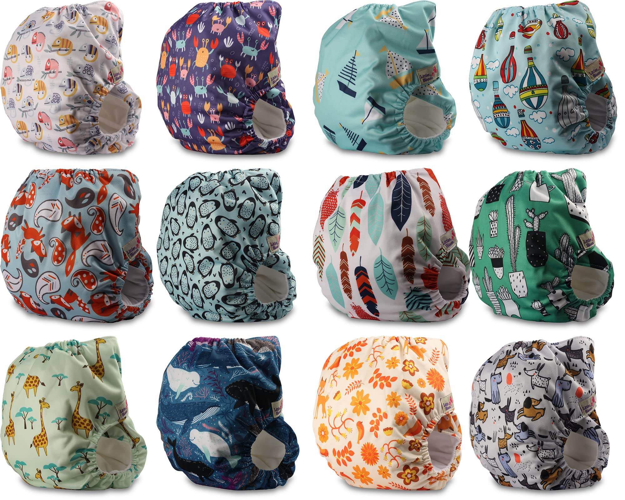 Littles and Bloomz FLP2-1202 Windeln, wiederverwendbar, Standard-Popper, 12 Windeln
