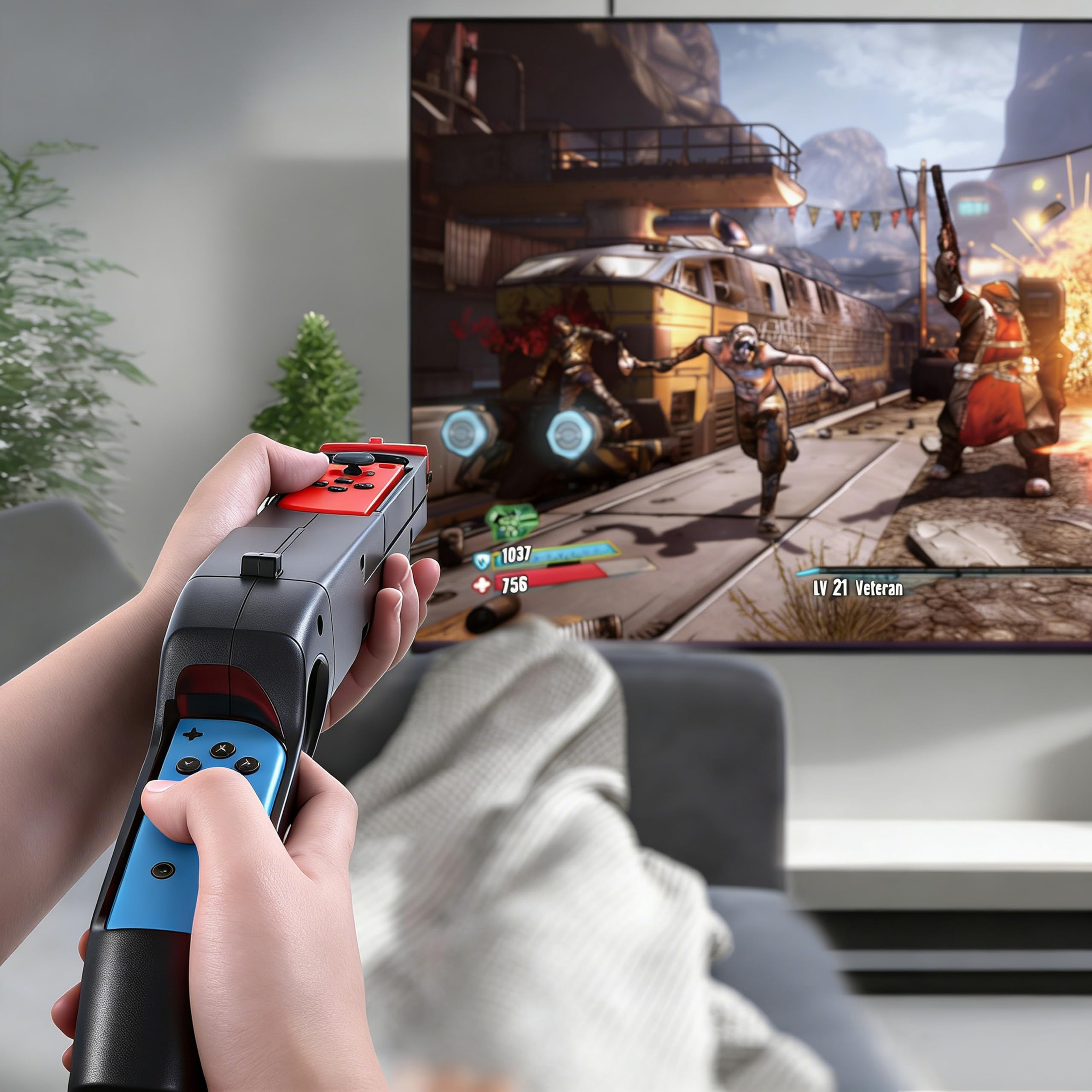 GAMSURFING Manette de pistolet pour Nintendo Switch/Switch OLED JoyCons Jeux de tir, Sniper Elite 3, Big Buck Hunter, Resident Evil et autres, pour Switch Hand Grip Shooting Games Accessoire