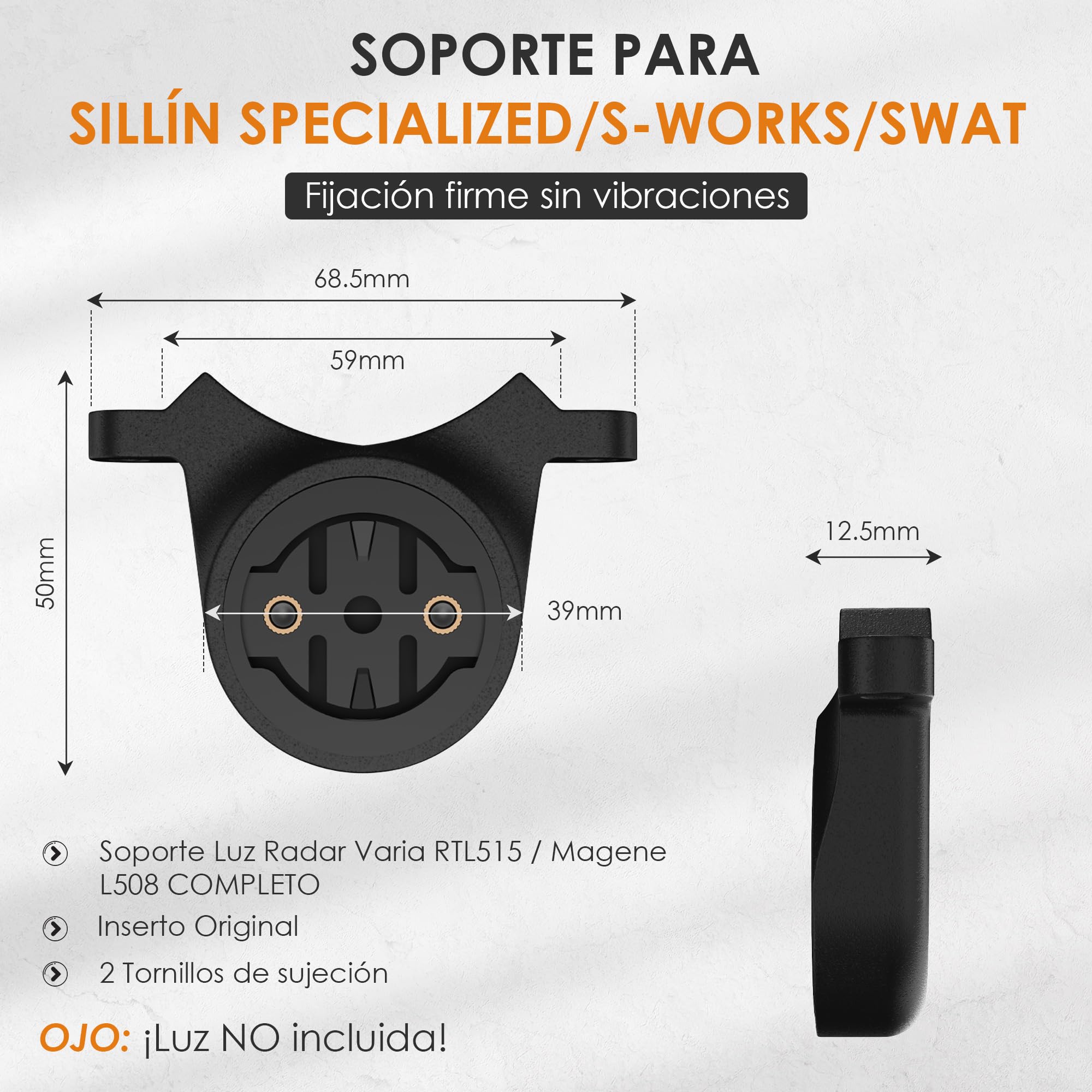RusticHome Support De Selle Specialized/S-Works SWAT – Compatible Garmin RTL515, Carbone 10g