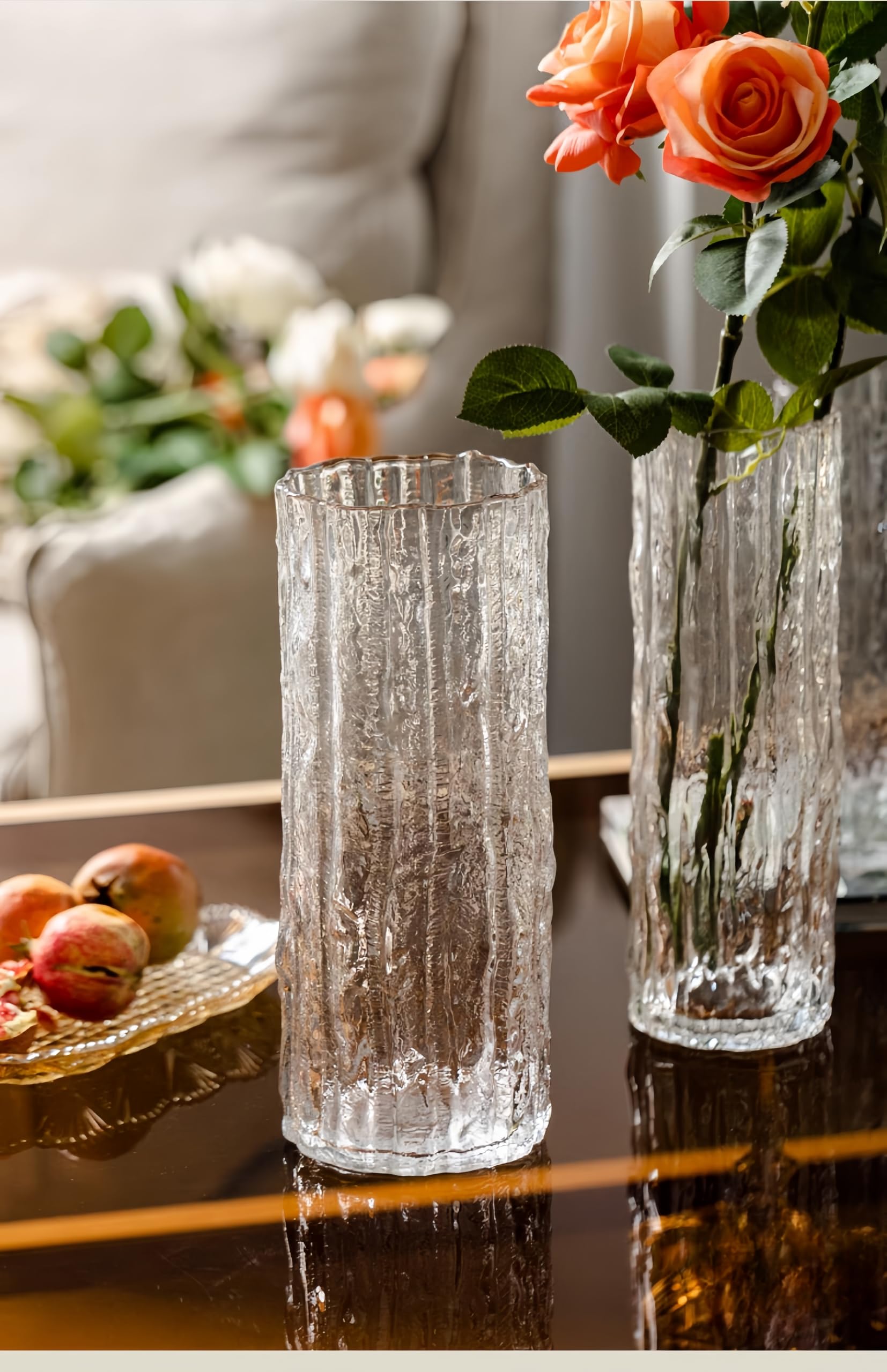 Vase, thickened glass vase, high footed glass vase, suitable for various scene decorations (24.5X9.5) transparent - Image 3
