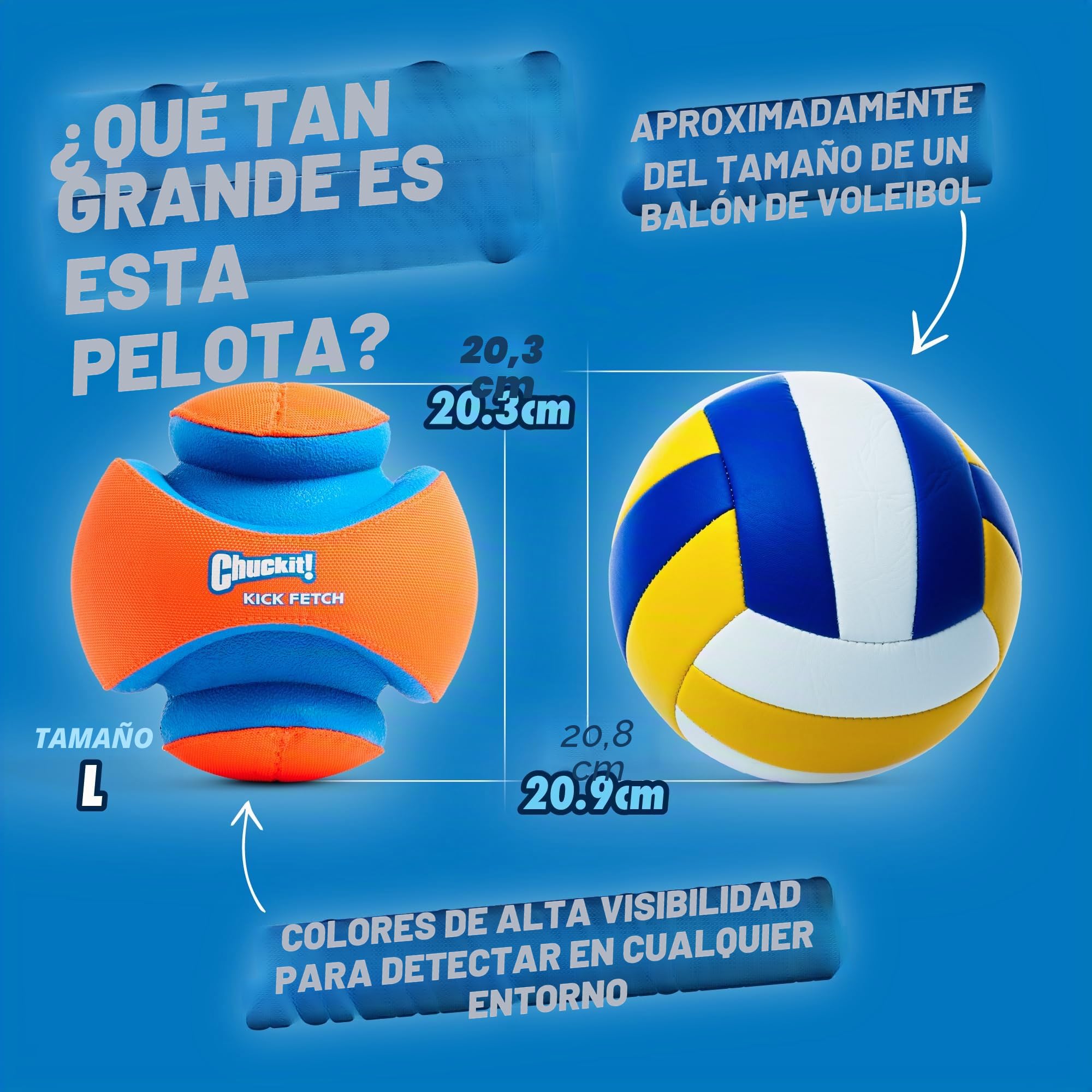 Chuckit! 251201 Kick Fetch Balón de Fútbol para Perros, L