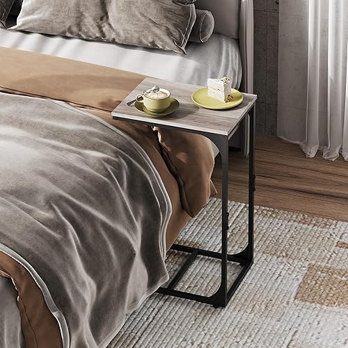 Miniatura 6 de WLIVE Mesa auxiliar en forma de C, mesas auxiliares de sofá pequeñas con marco de metal, mesa de sofá, bandeja de TV para sala de estar, dormitorio,