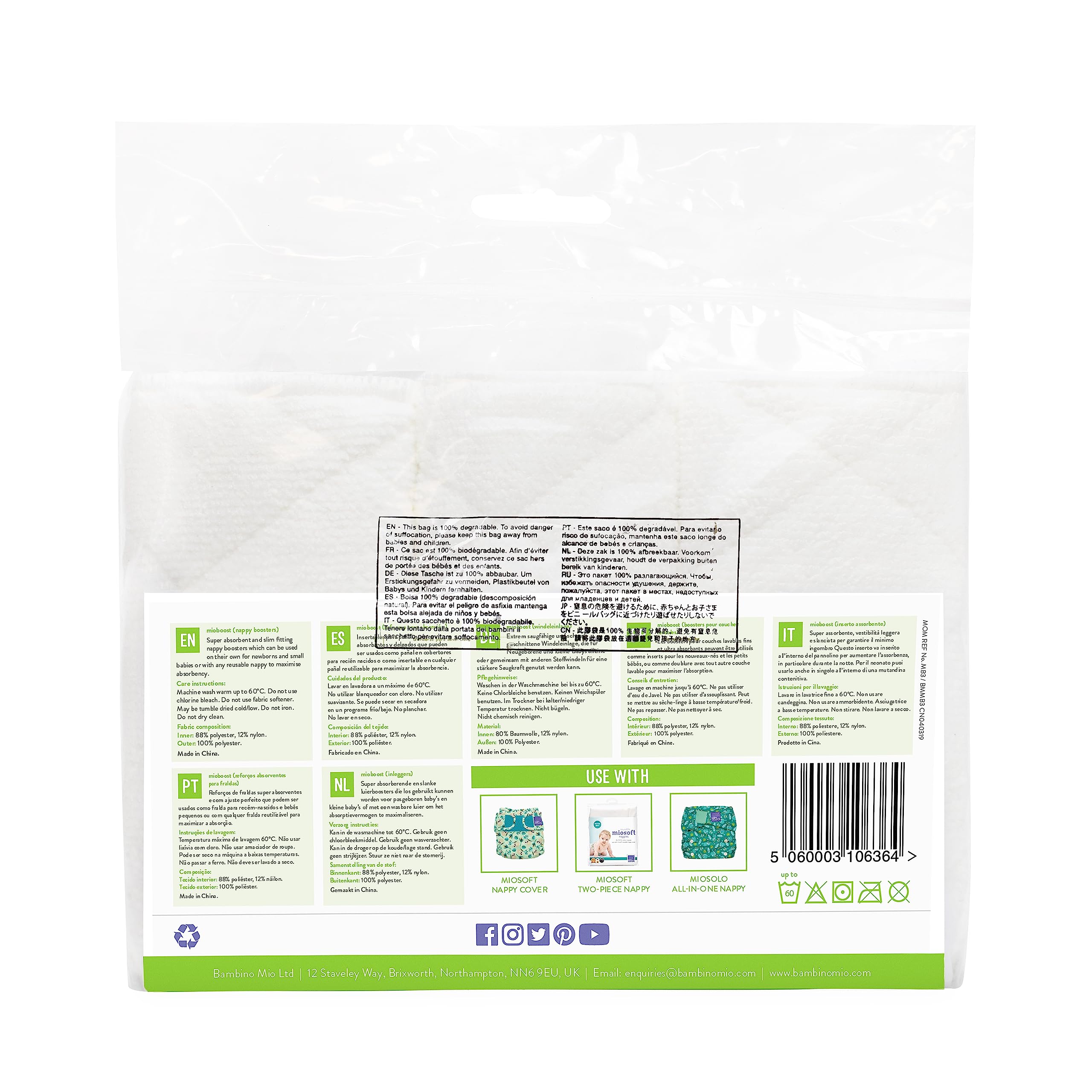 Bambino Mio, Mioboost Classique Insert Booster, Augmenter l'absorption, Blanc