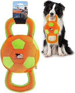 ALL FOR PAWS Upgraded Dog Ball with Handles, Durable Dog Toy with Squeaker, Interactive Tug of War Ball Toy for Medium and Large Dogs,15.7 x 7.9 x 7.9 Inch