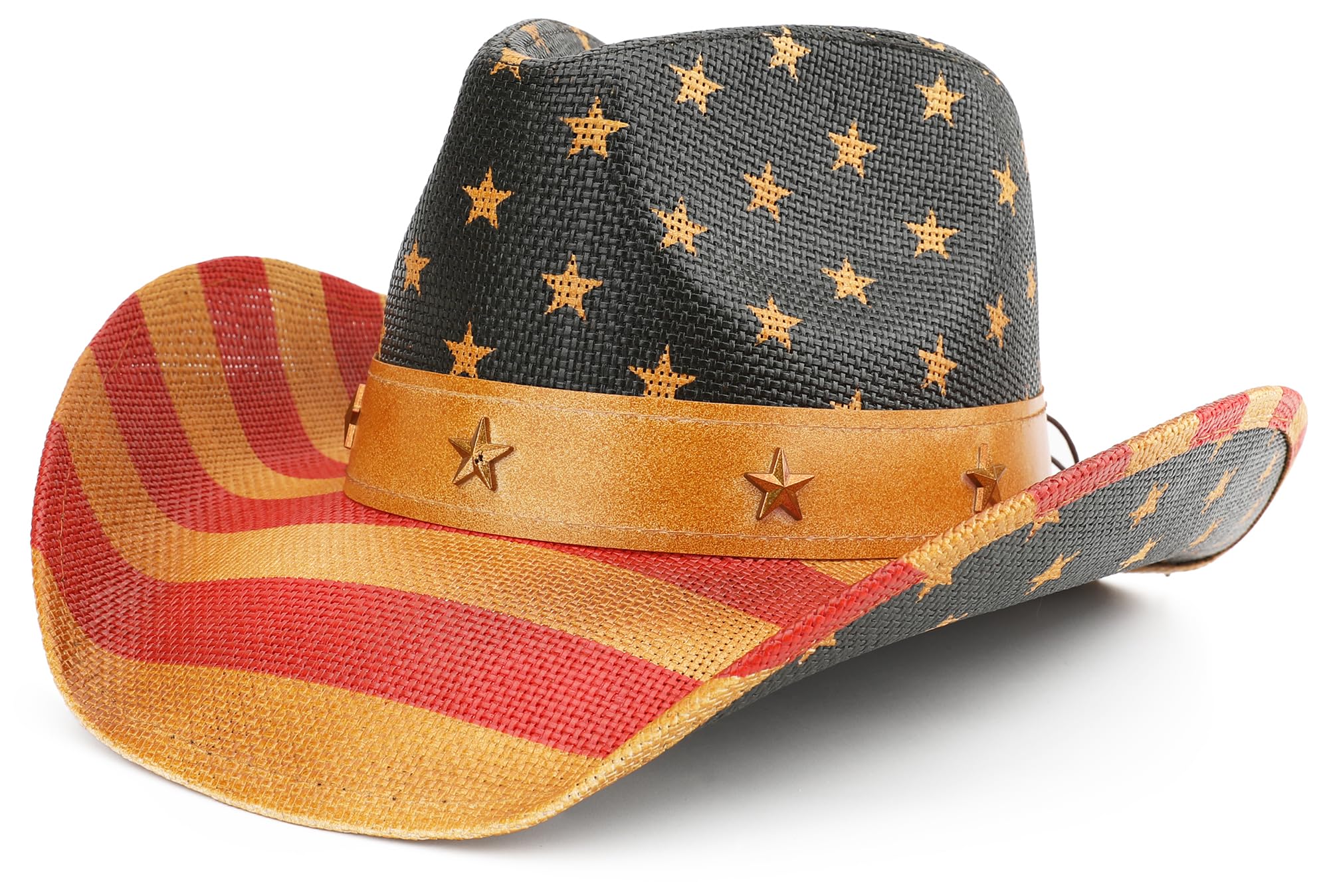 Cappello da cowboy con bandiera americana, unisex, stile patriottico del 4 luglio, cappello da cowgirl