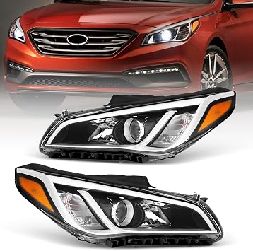 Headlights Compatible with 2015 2016 2017 Hyundai Sonata SE/Sport/Limited/ECO, Driver and Passenger Side