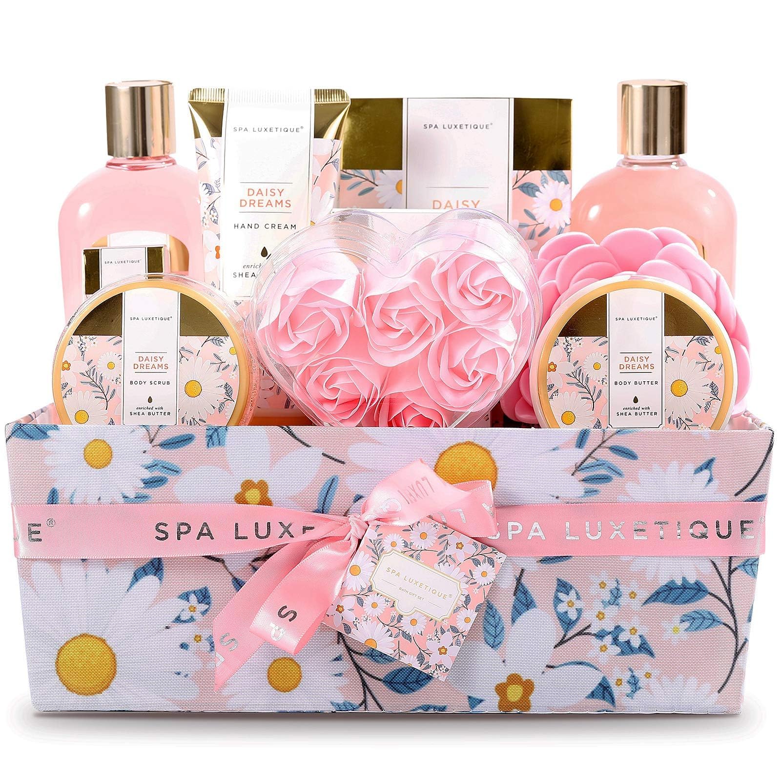 Pamper Sets for Women Gifts-Spa Luxetique Spa Gift Set,12pcs Daisy Bath Set with Essential Oil,Body Butter,Bubble Bath,Beauty Gifts for Women,Gifts for Mum,Birthday Gifts for Her, Mothers Day Gifts
