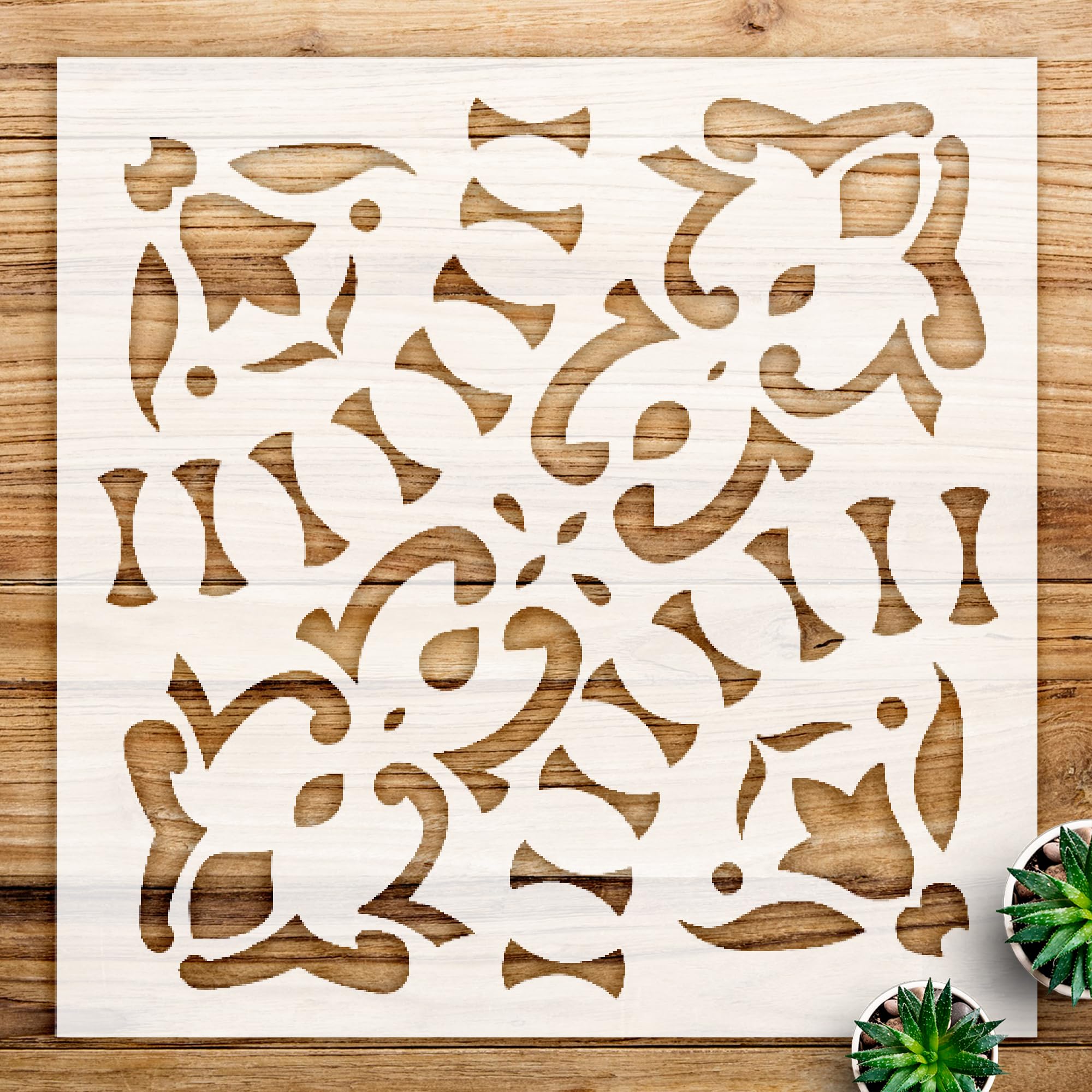 Flower Chain Tile Stencil Pattern for Bathroom Floors and Kitchen Walls, Reusable Mylar Template for DIY Home Decor Projects - Size A2 (16.5