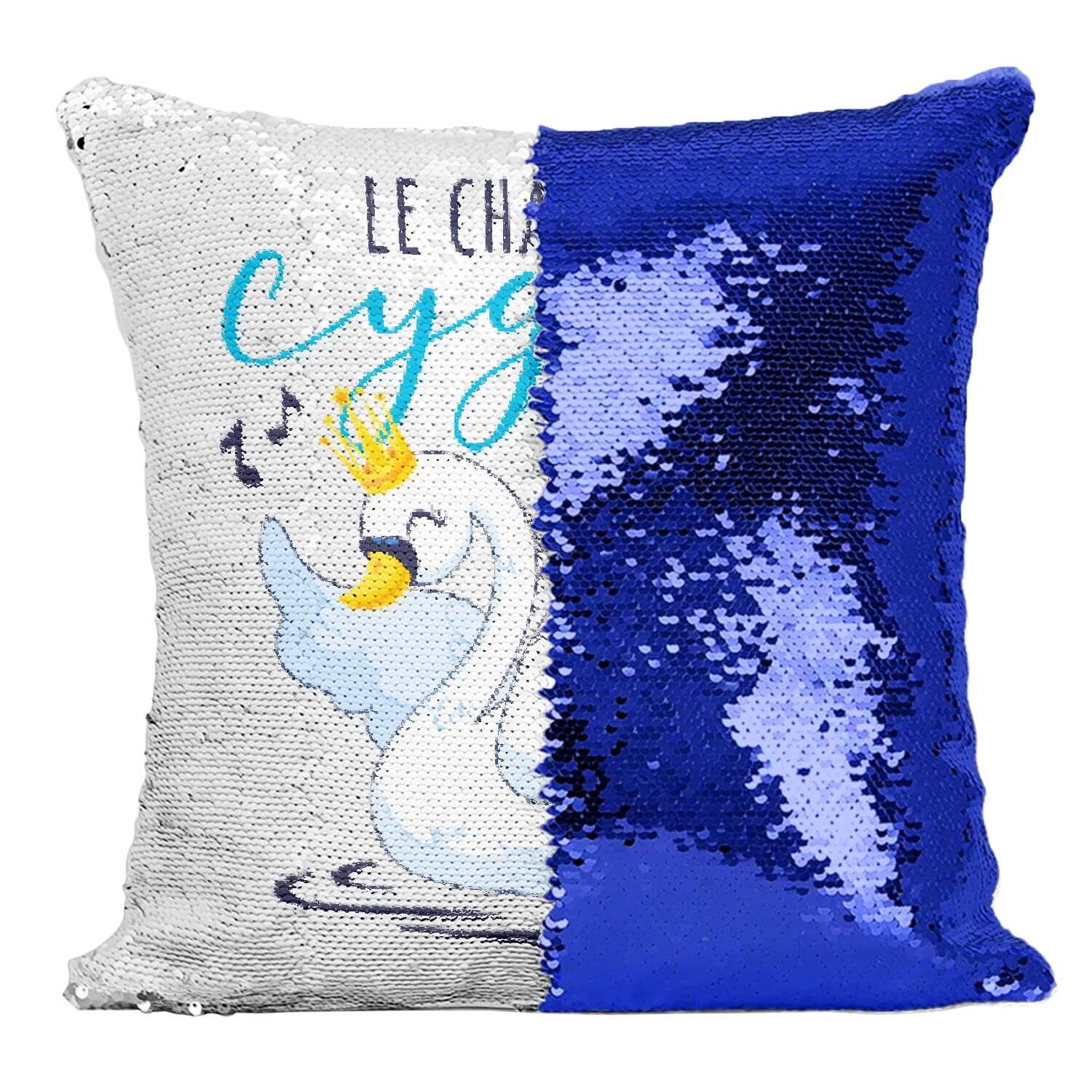 Coussin paillettes bleu cygne pour décorer une chambre d'enfant cocooning