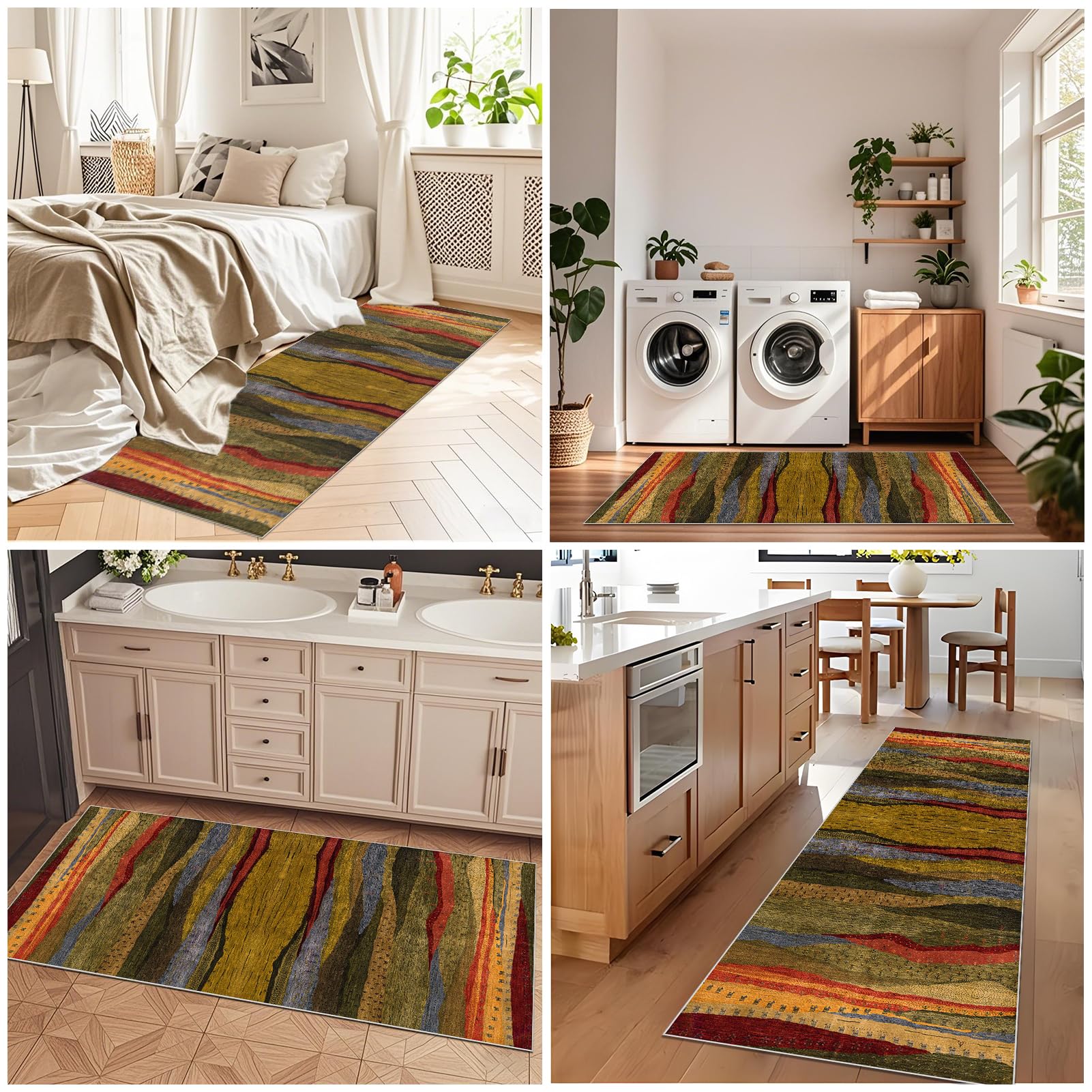 Teppich Läufer Flur 70 x 200 cm Küche Teppiche rutschfest Waschbar Langen flurteppiche fußmatten für den Innenbereich meterware Teppichläufer Küchenläufer für Flur Waschküche Schlafzimmer