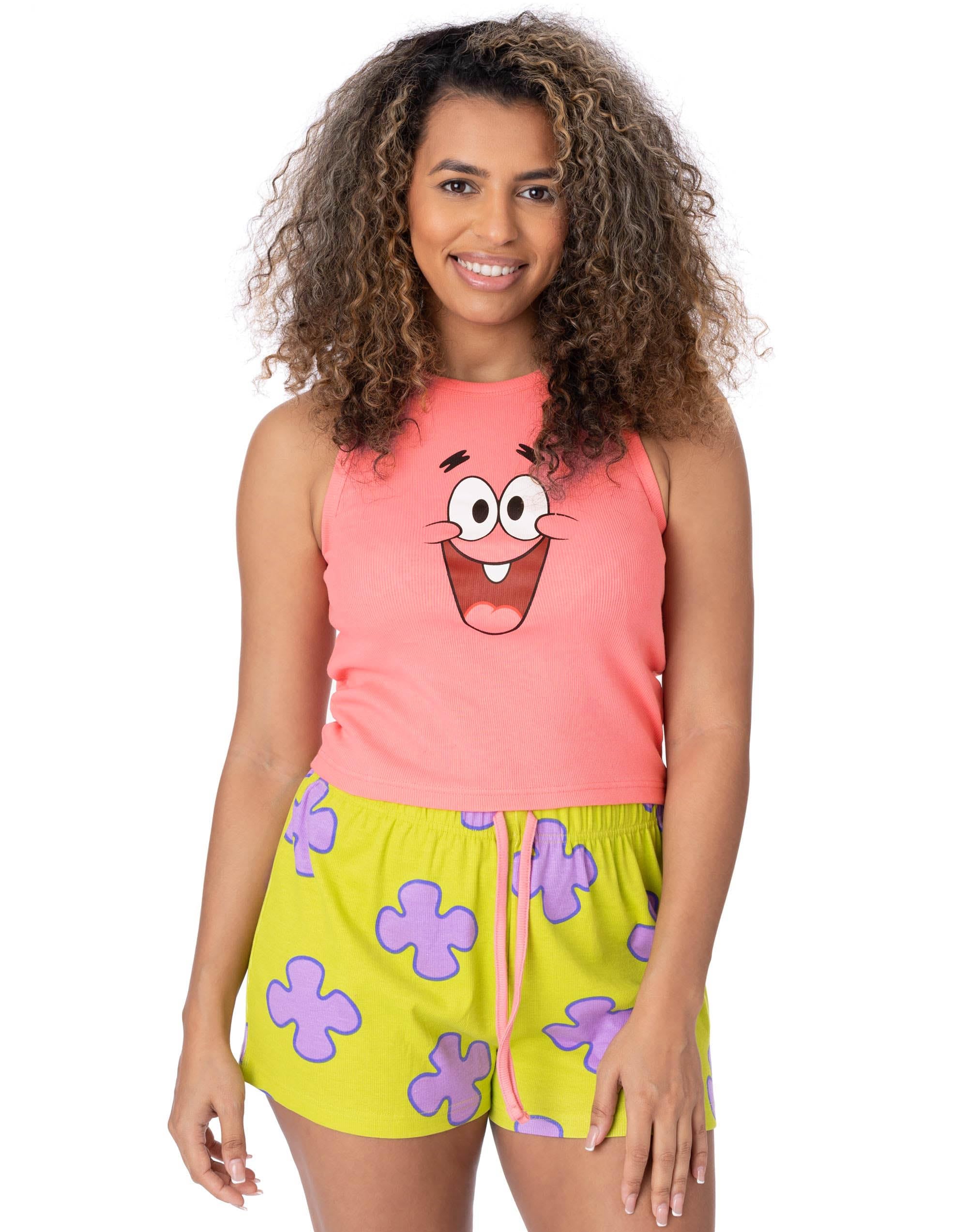SpongeBob SquarePants Pyjama Set - Women's Pink Vest and Shorts - Cotton/Elastane - Size M