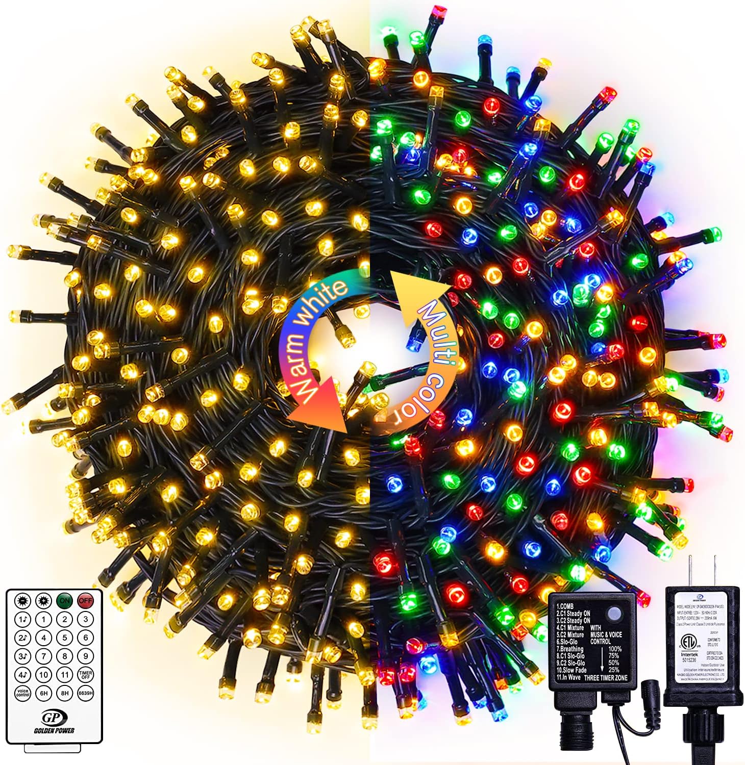 JMEXSUSS Color Changing Christmas Lights, 66ft 200 LED Warm White