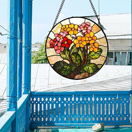 Miniatura 3 de Atrapasoles para colgar vidrieras, flores amarillas y rojas, para ventana, puerta, decoración del hogar, plantas verdes, atrapasoles, Navidad, Día