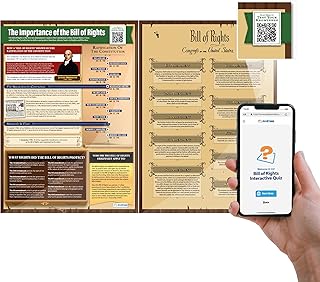Daydream Education Bill of Rights Posters - Set of 2 - Laminated - LARGE 23.42 x 16.5 - American History Middle & High School Classroom Decoration - Includes Interactive Quiz