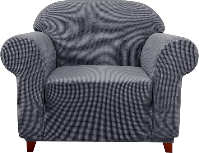 subrtex 1-Piece Stretch Sofa Cover Spandex Jacquard Fabric Slipcovers for Couch, Armchair, Machine washabl Furniture Protector (Chair, Grey)